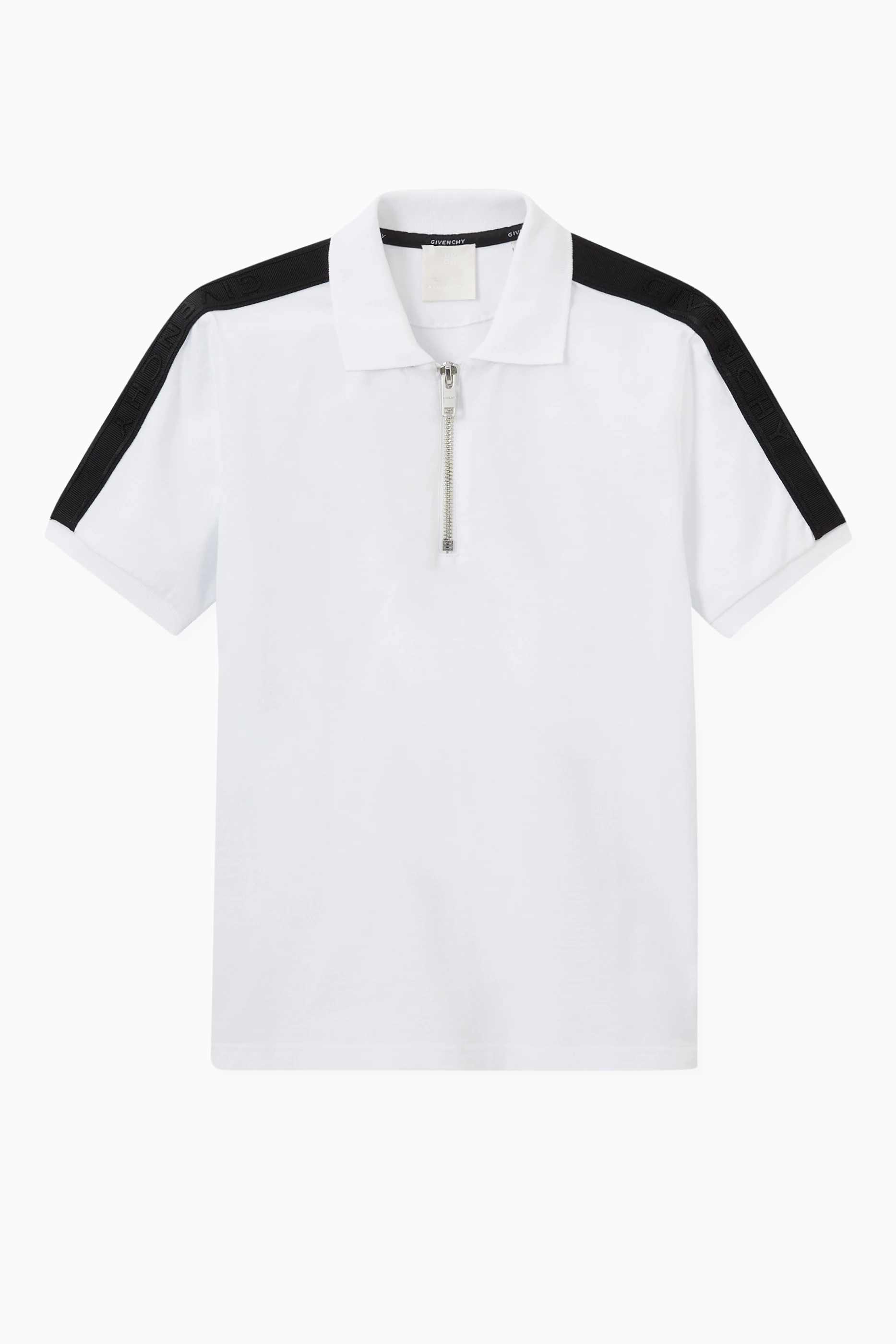 Buy Givenchy White Zip Closure Polo Shirt in Cotton Piquet For Boys Online Ounass UAE