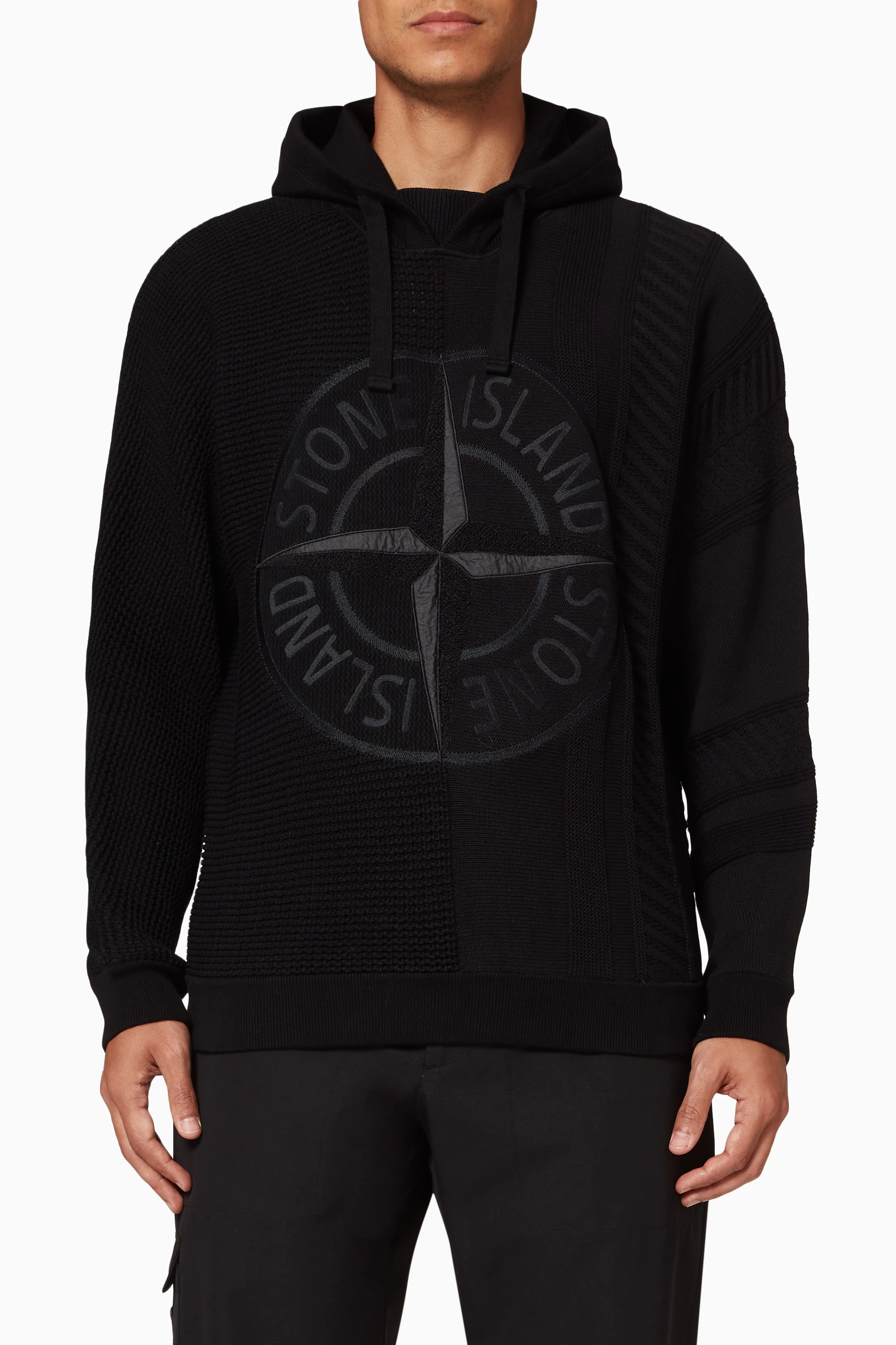Stone island hooded sweatshirt black on sale
