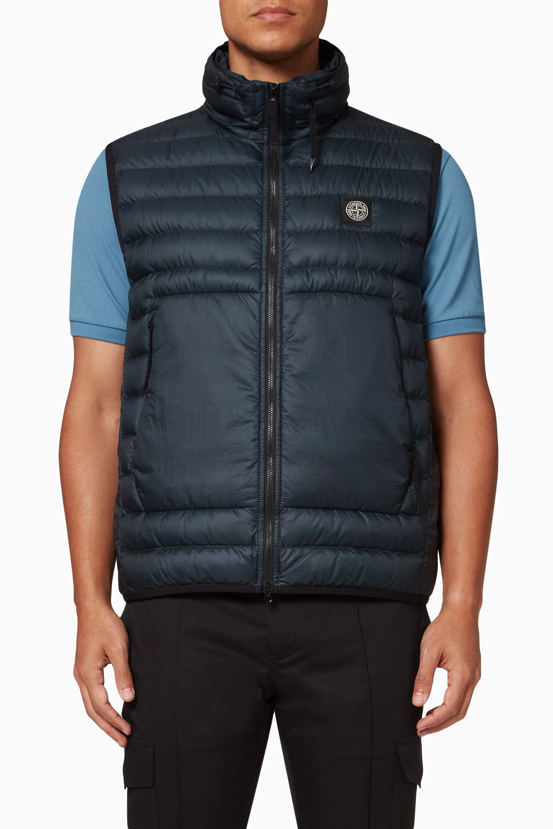 Stone island blue gilet on sale