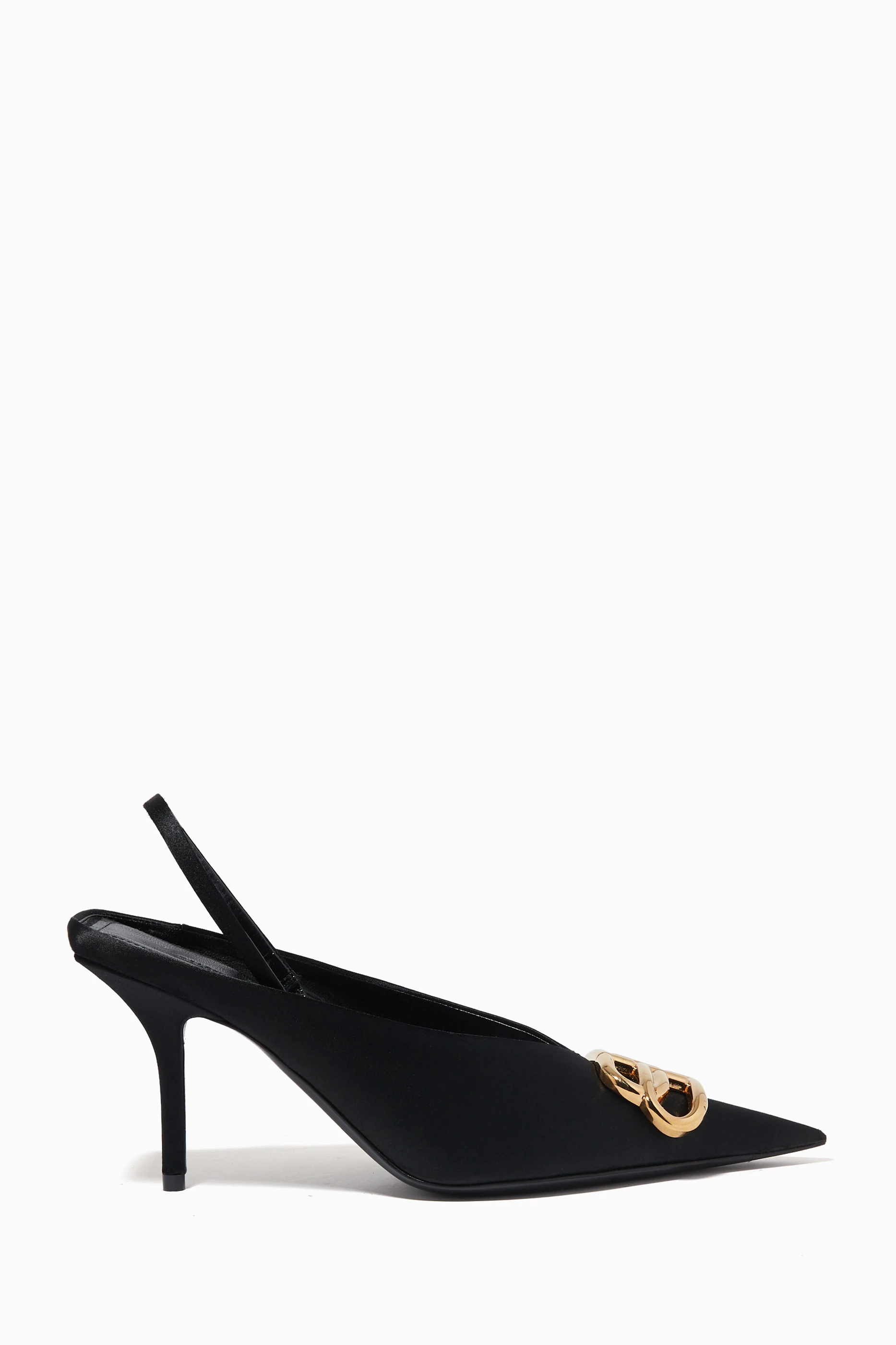 靴 BALENCIAGA KNIFE SLINGBACK SATIN MULE Buy Balenciaga Black BB 80 Slingback Knife Satin Pumps For