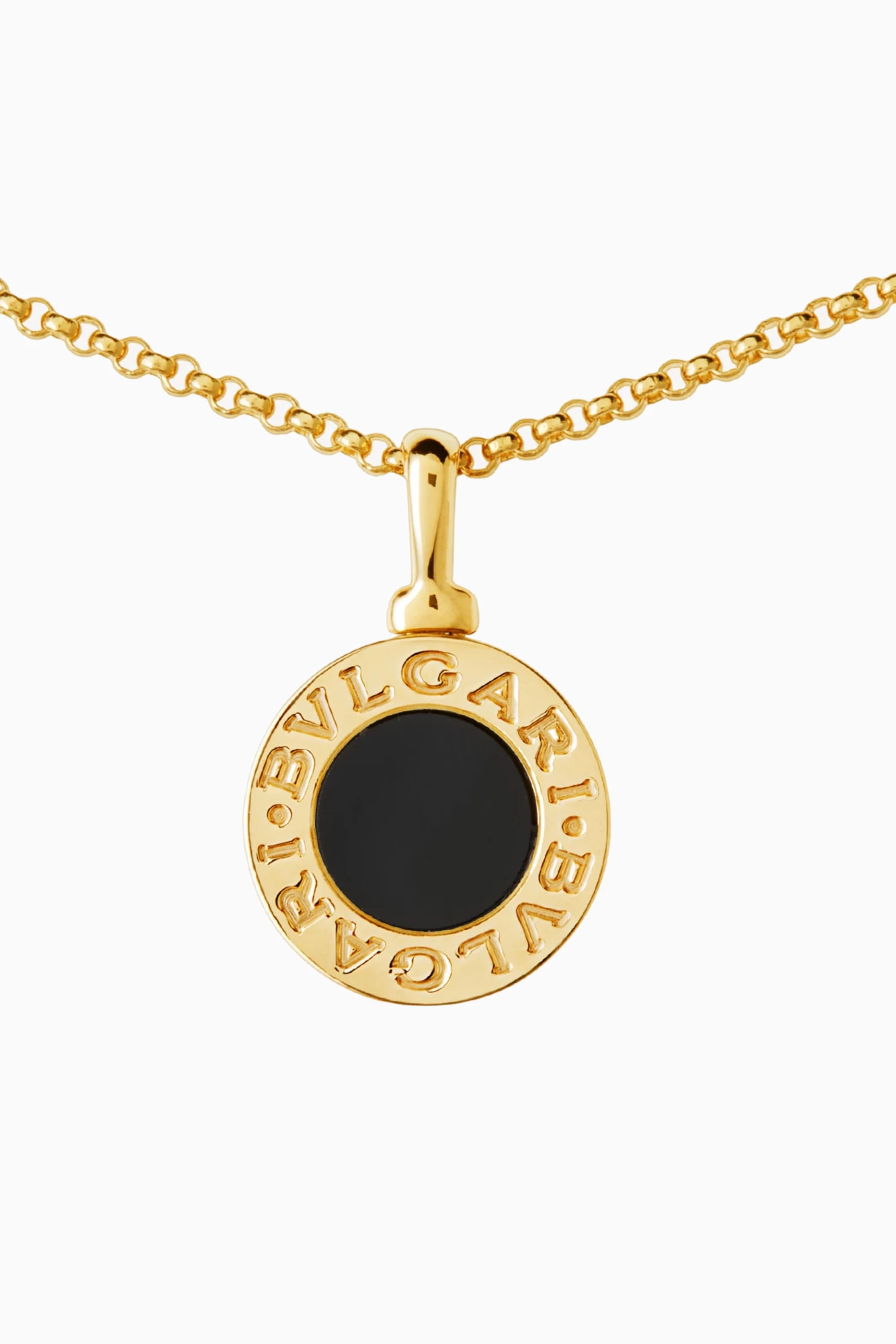 Buy BVLGARI Yellow BVLGARI BVLGARI Onyx Pendant Necklace in 18kt Yellow Gold For Women Online Ounass UAE