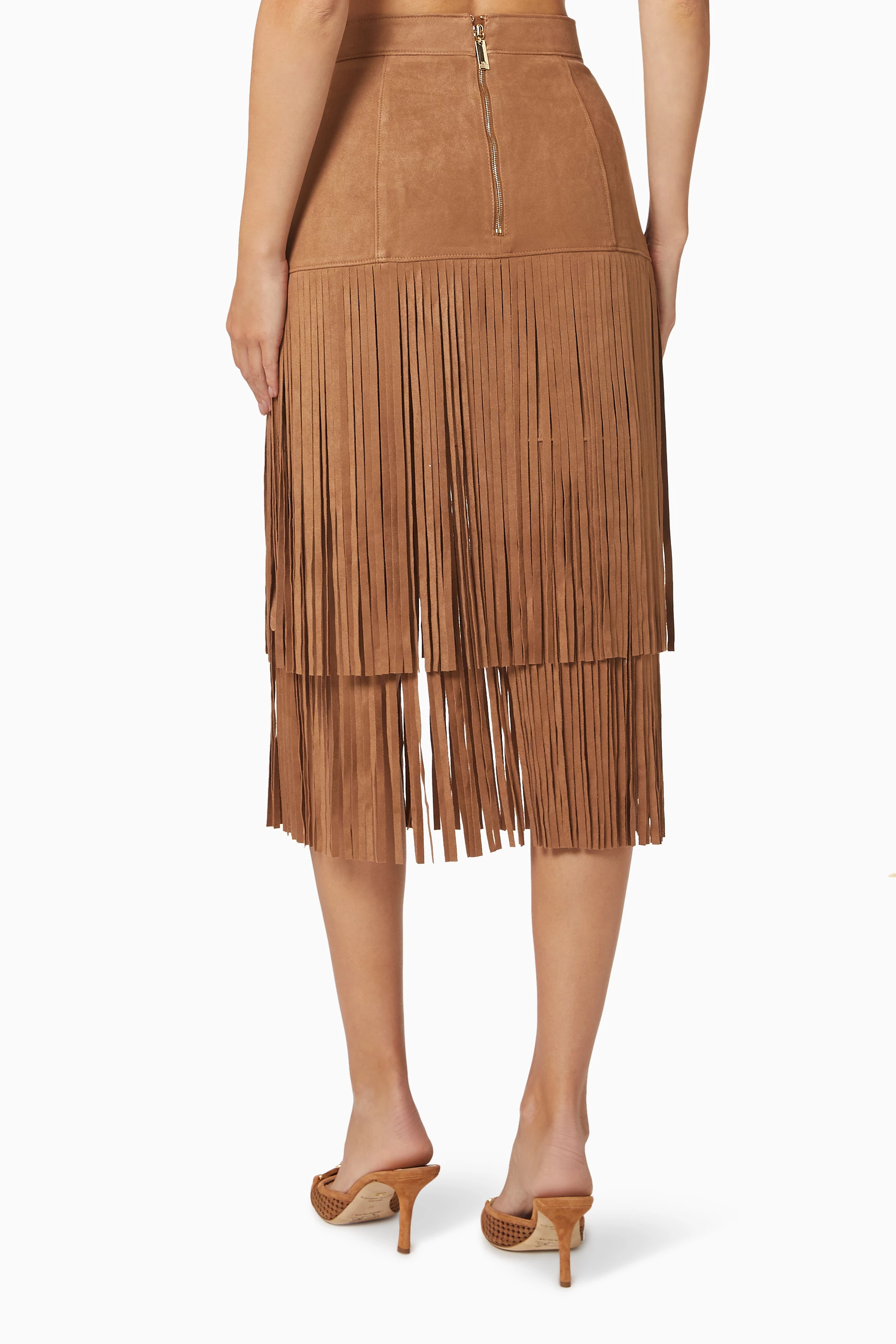Suede fringe skirt hotsell