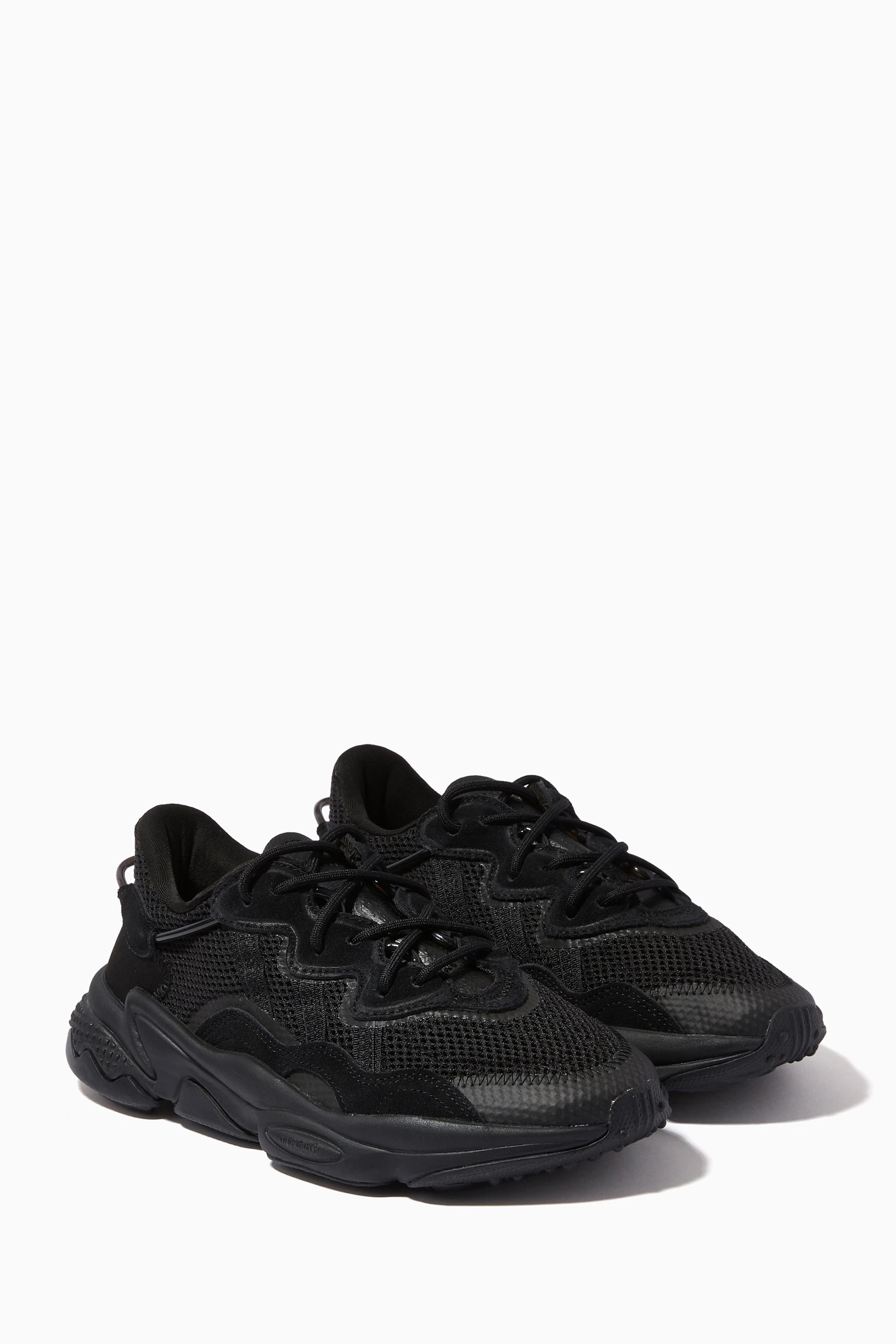 Buy adidas Black Ozweego Sneakers in Textile Leather For Boys