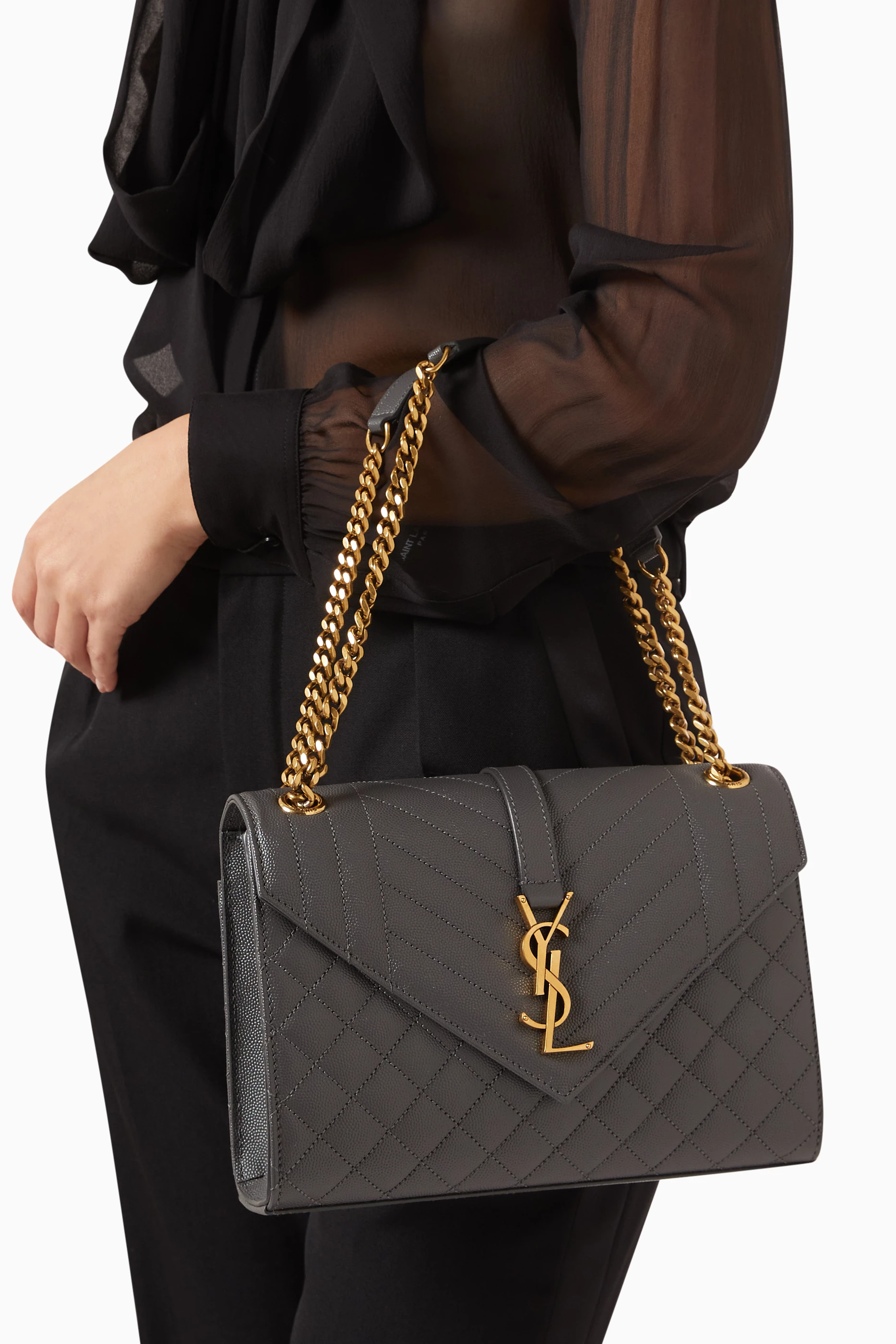 Envelope medium bag in grain de poudre embossed leather online