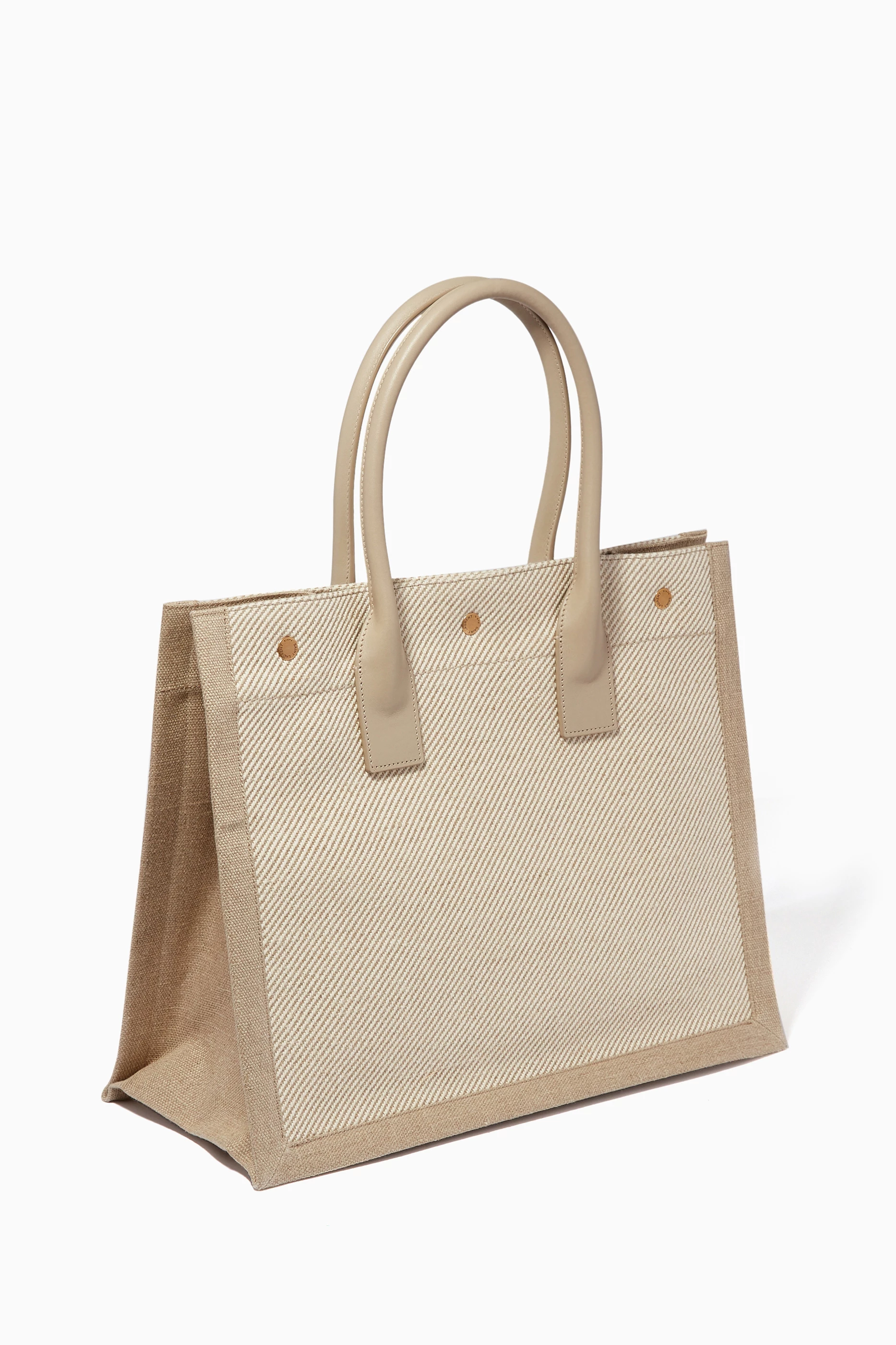 Buy SAINT LAURENT Neutral Rive Gauche Small Tote Bag in