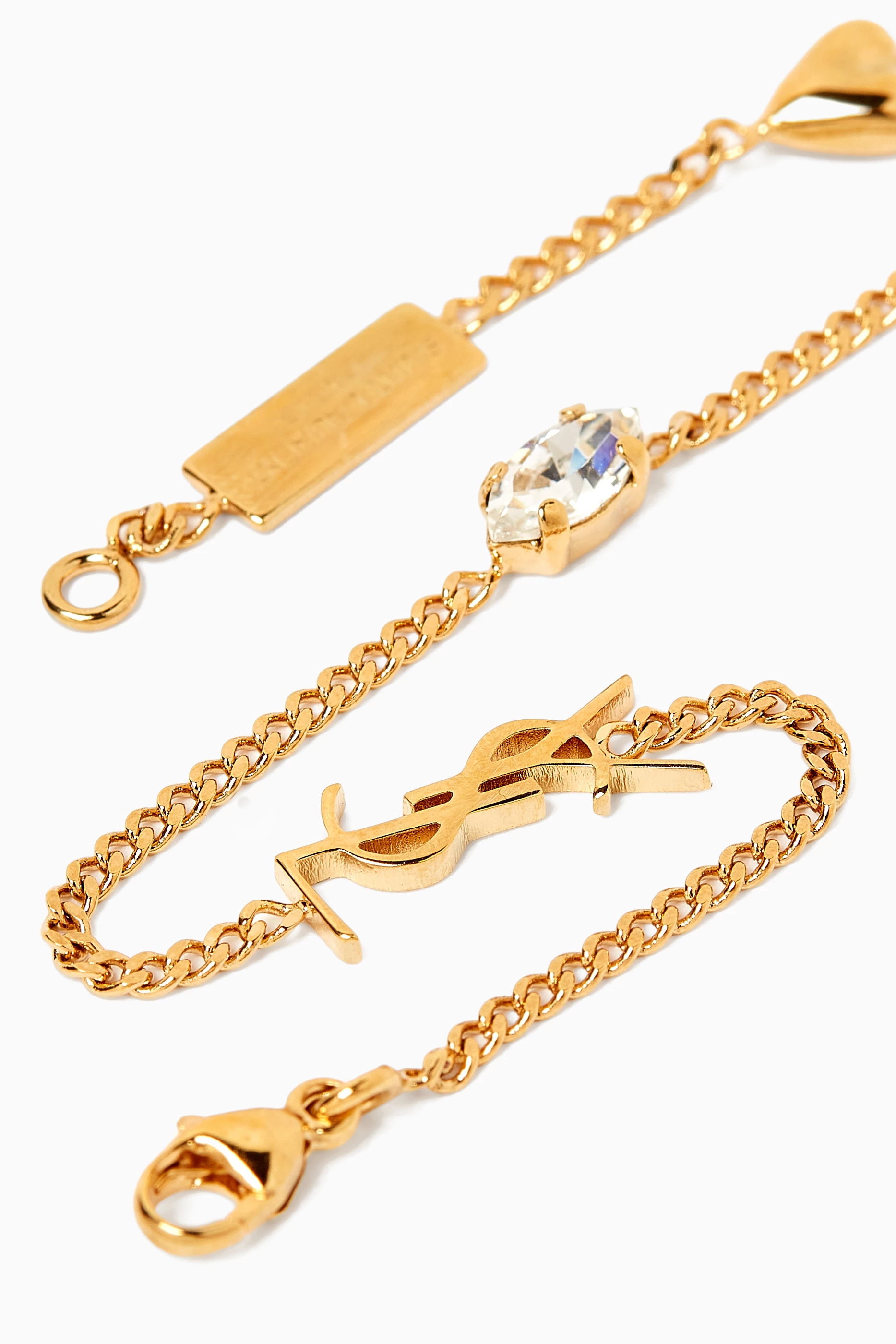 Buy SAINT LAURENT Gold Cassandre Heart Charm Bracelet in Metal and