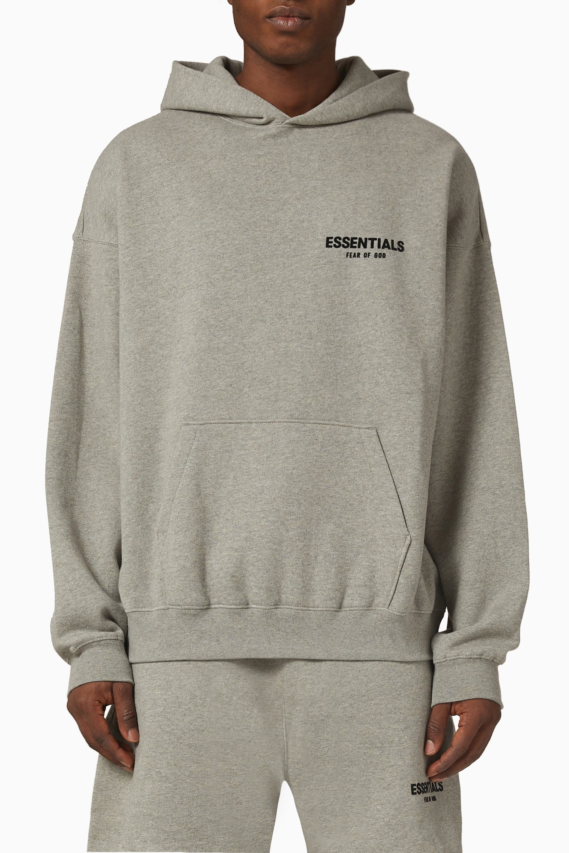 Buy Fear of God Essentials Grey Essentials Hoodie in Cotton Blend For Men Online Ounass UAE