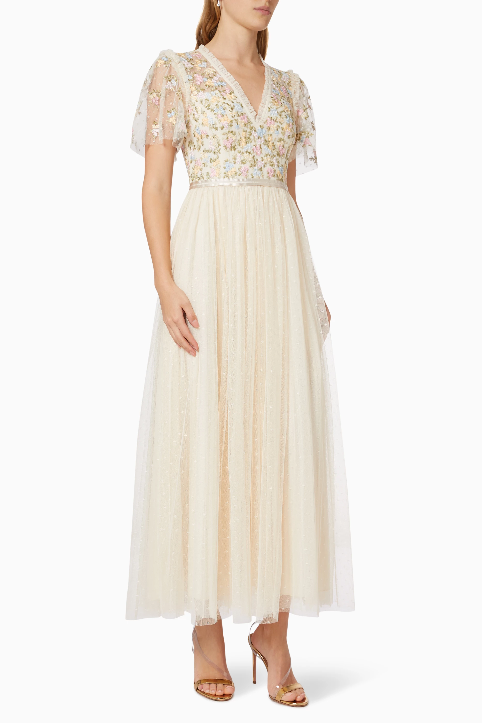knee length dresses for ladies Midsummer Lace Round Neck Gown main image 0