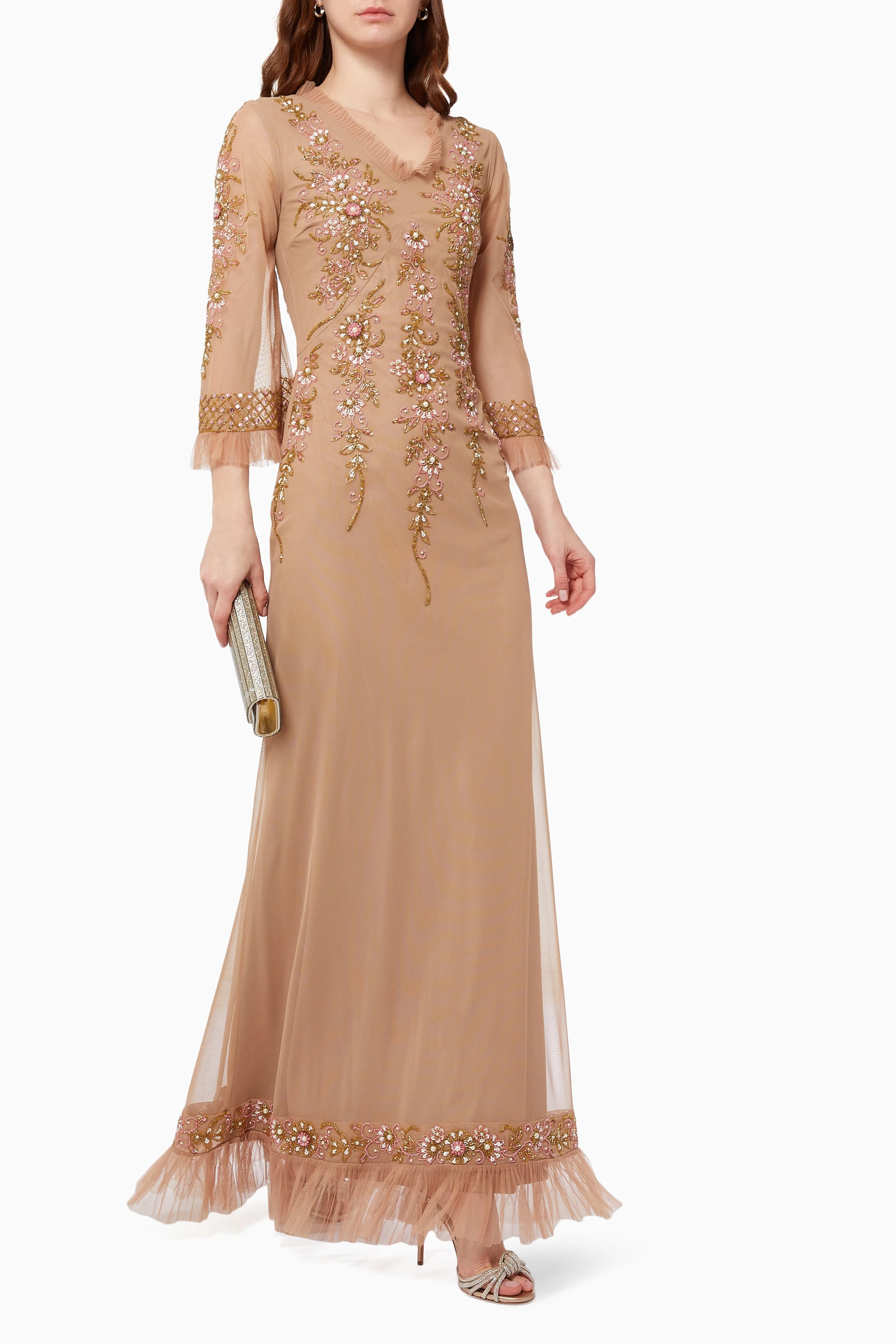 Buy Raishma Pink Embellished Gown For Women Online Ounass UAE