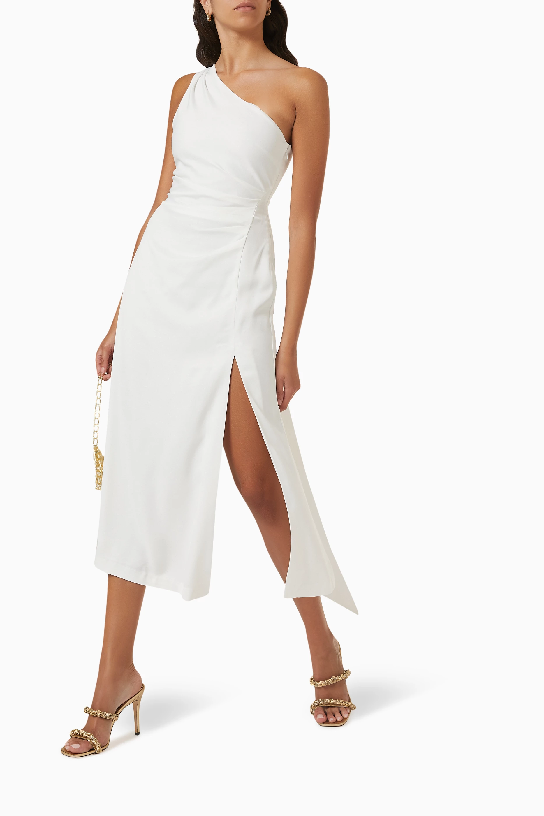 Buy Misha White Estra Midi Dress in Semi Matte Satin For Women 