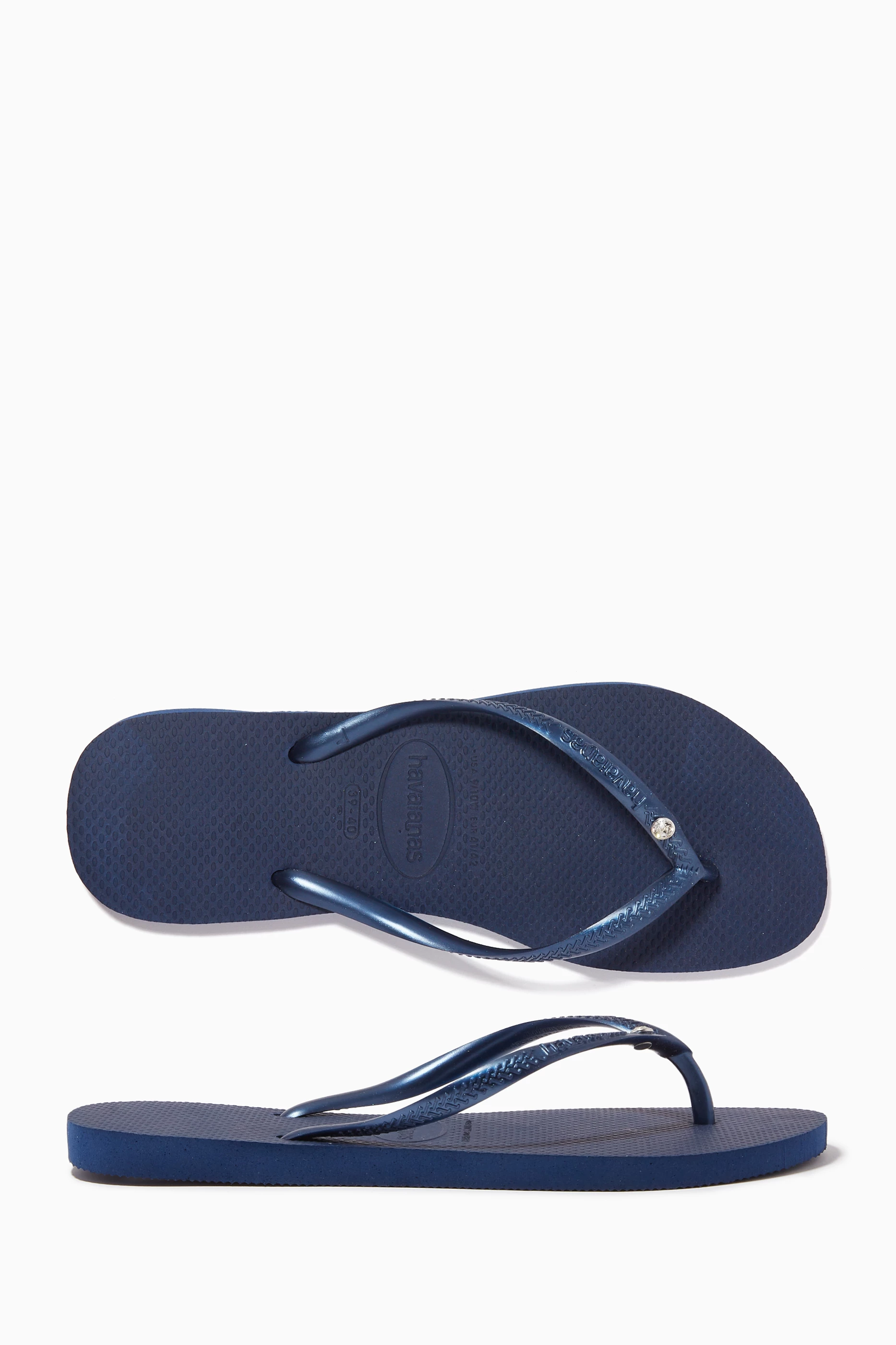 Buy Havaianas Blue Slim Swarovski Flip Flops in Rubber For Women Online Ounass UAE