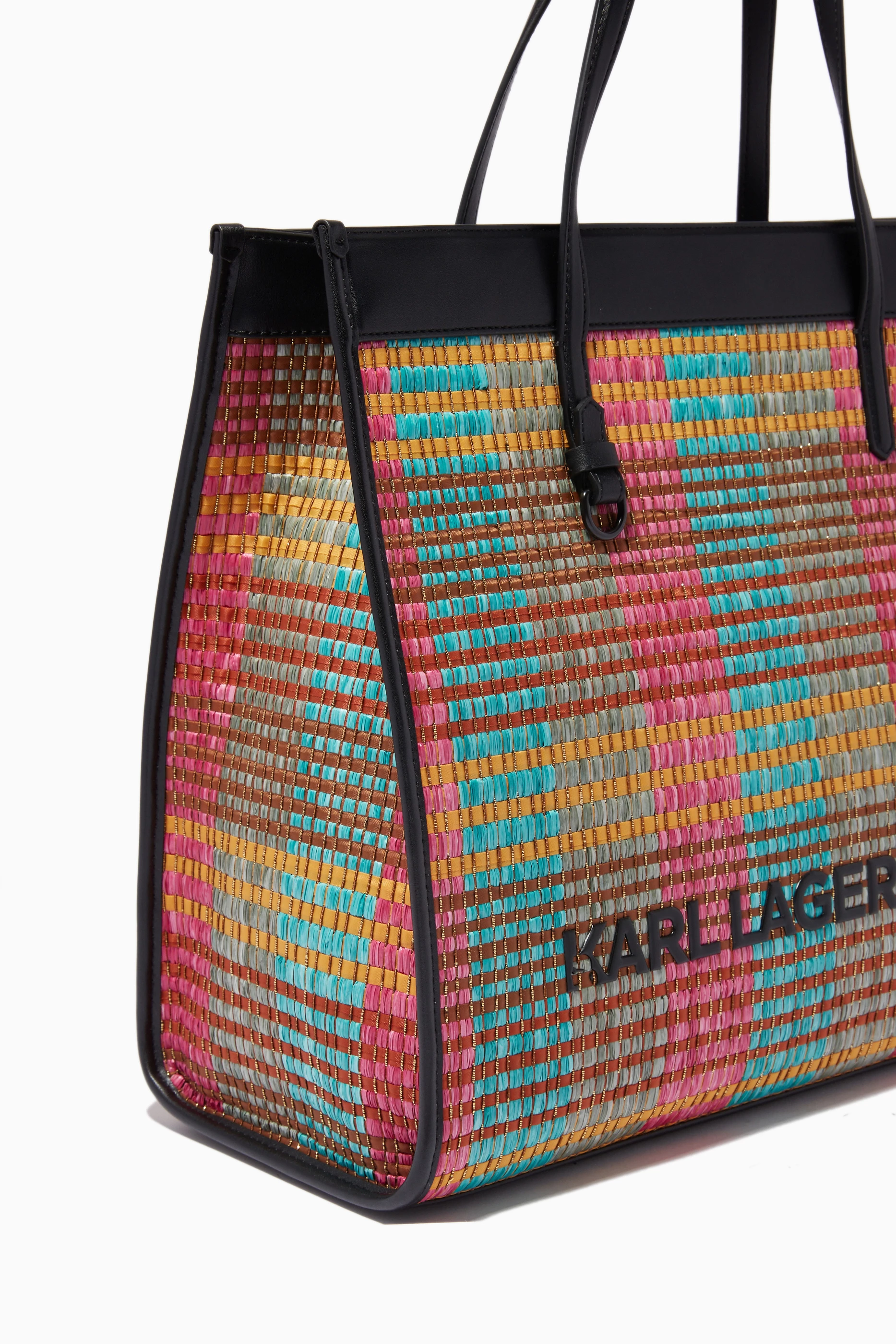 Buy KARL LAGERFELD Multicolour K/Skuare Tote Bag in Raffia