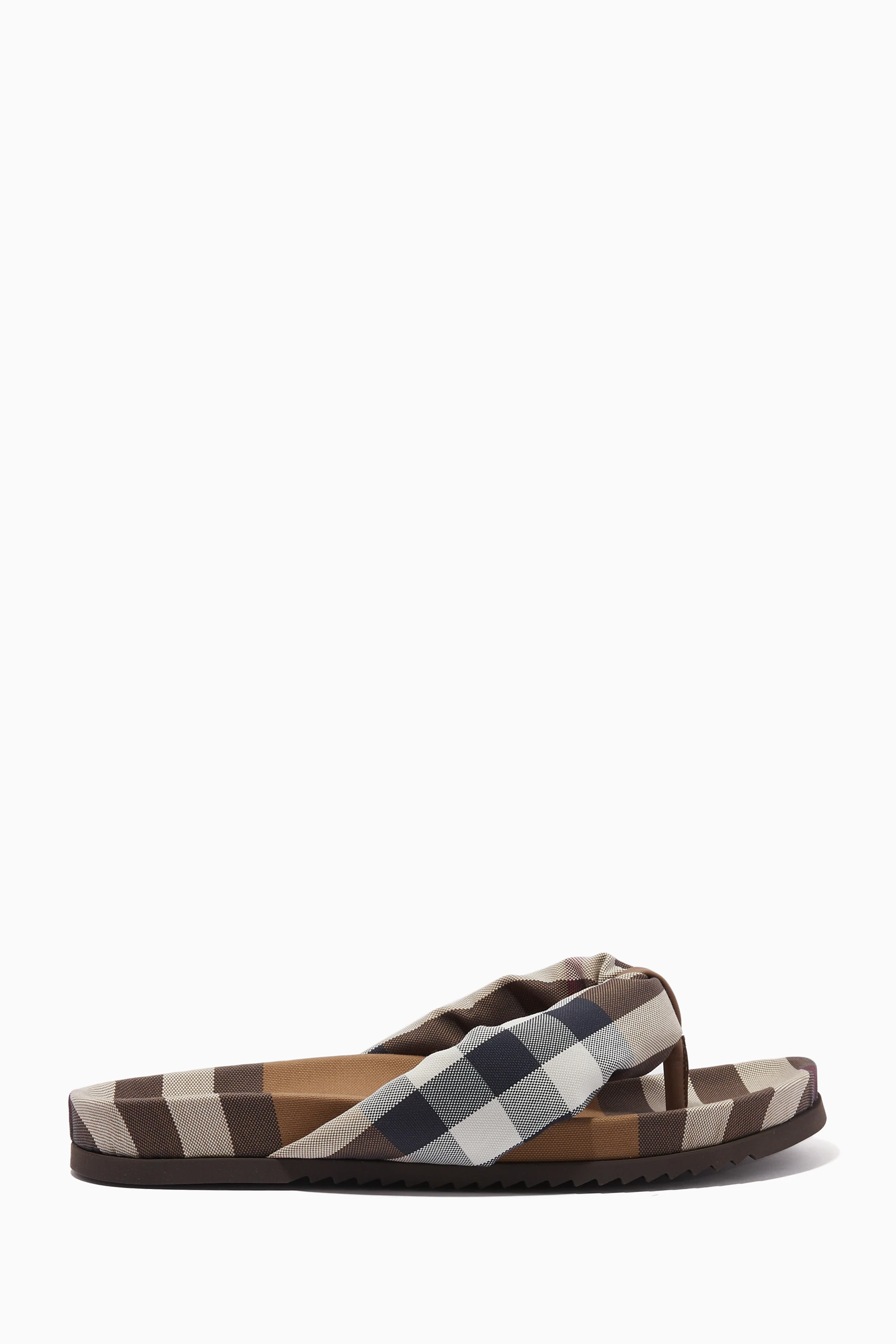 Buy Burberry Brown Ducannon Thong Sandals in Check Cotton For Men Online Ounass UAE