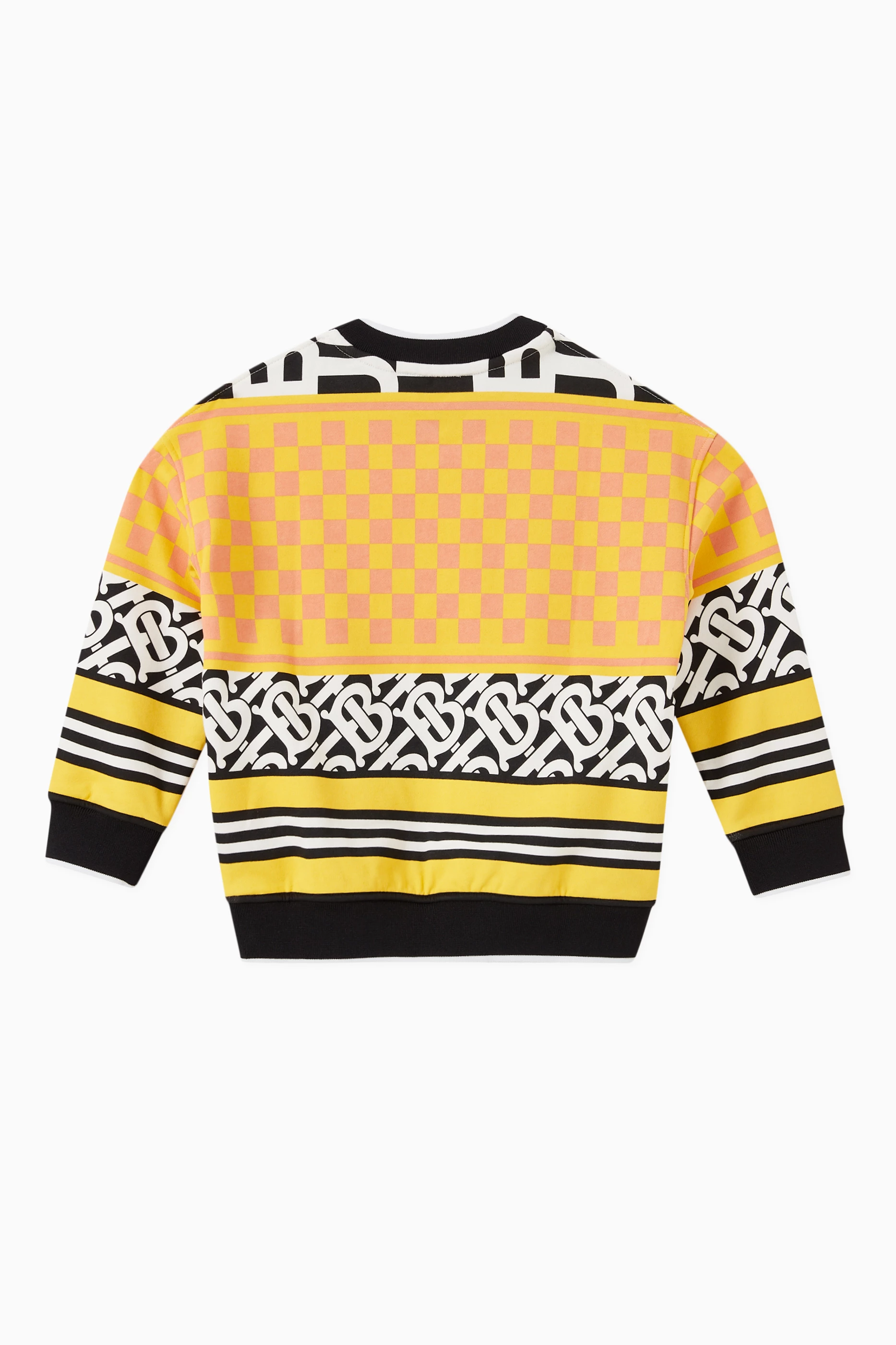 Buy Burberry Yellow Checkerboard Montage Print Sweatshirt in Cotton For Boys Online Ounass UAE