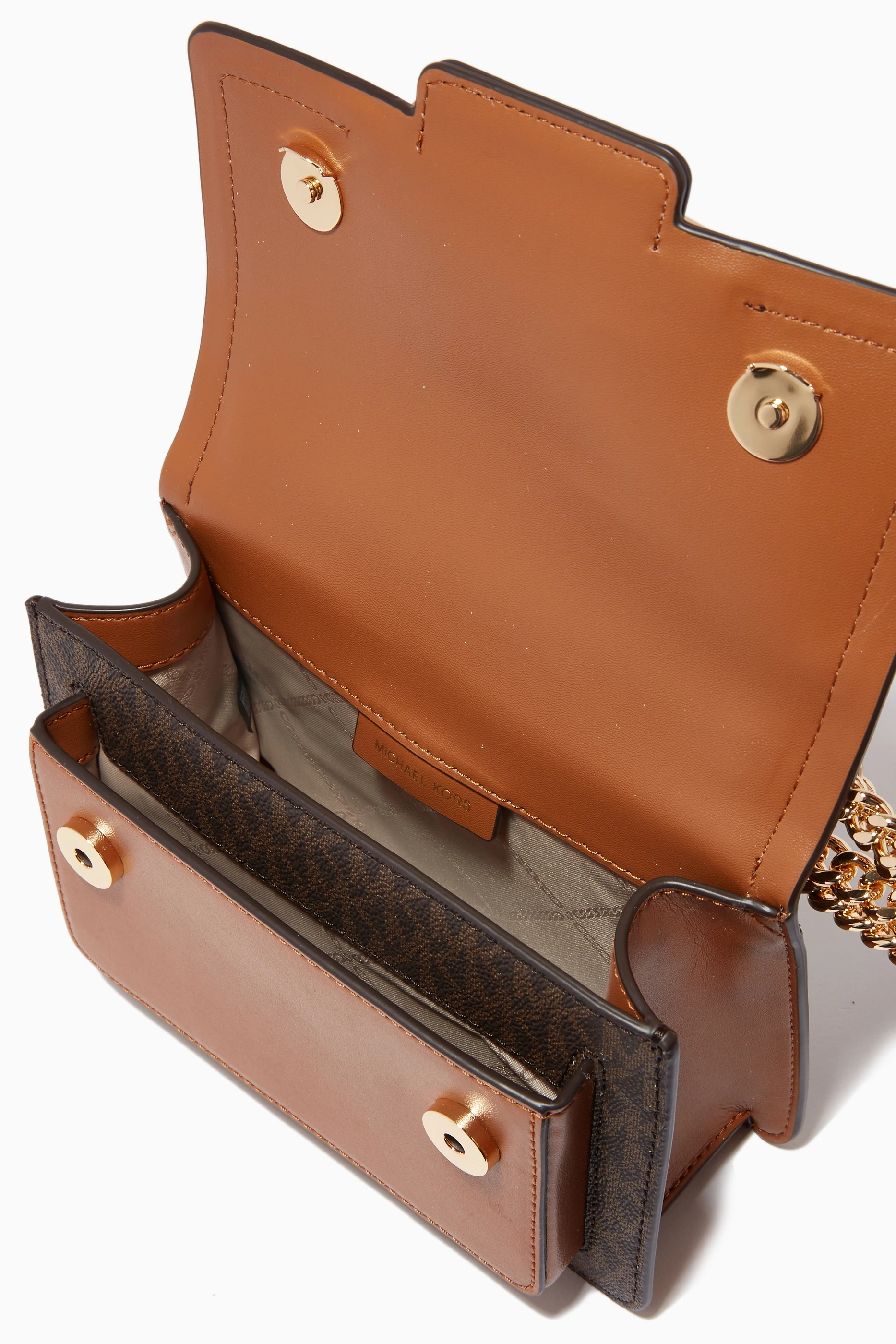 Buy Michael Kors Brown Heather XS Crossbody Bag in Monogram Canvas