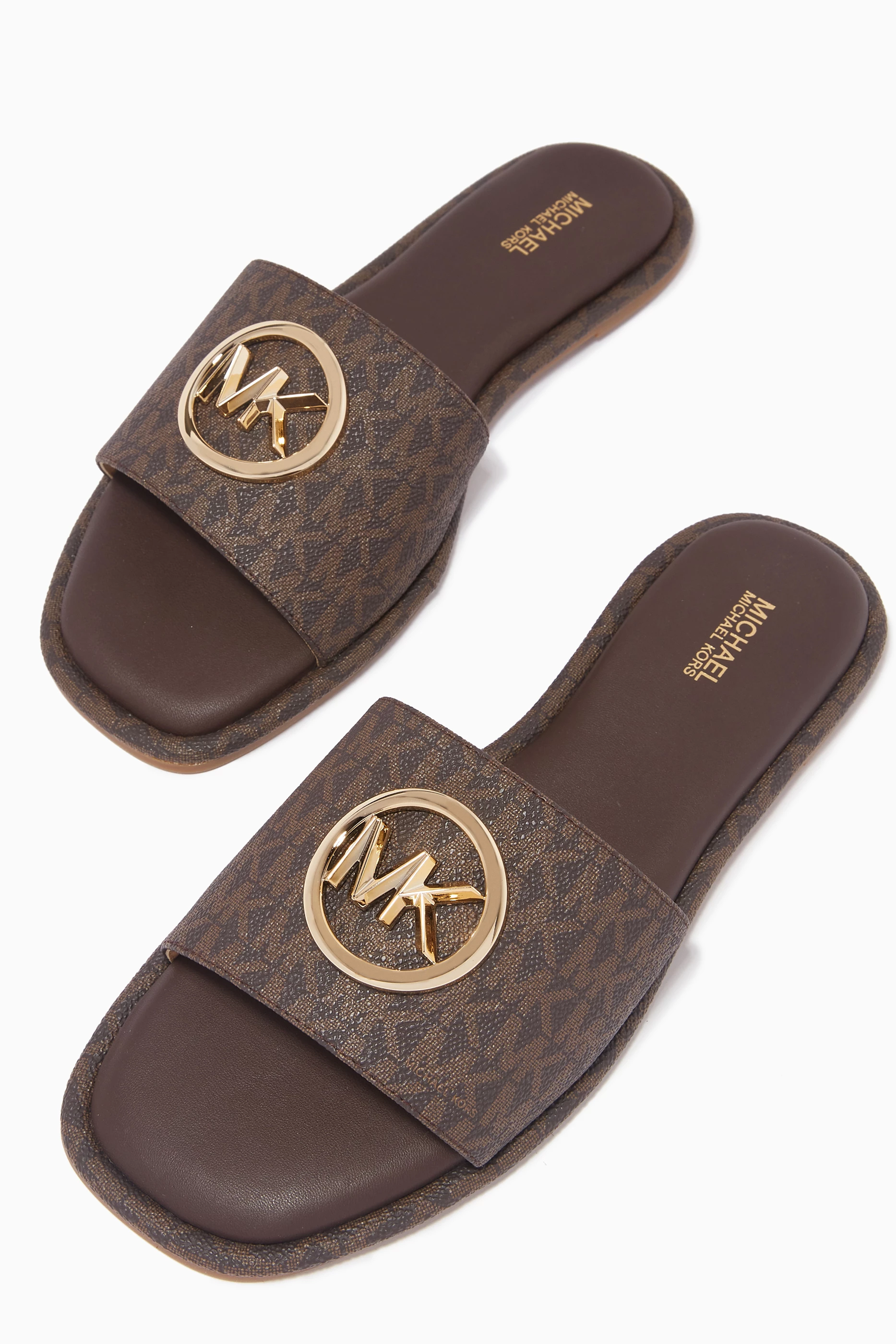 Gold mk slides womens discount
