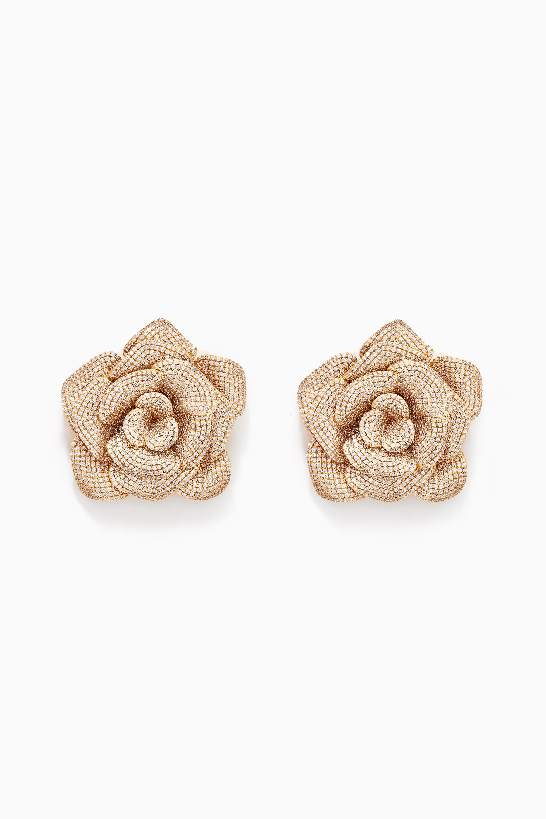 Boucles D’oreilles Clips Plaqué Or 24 Carats Begum Khan – La Rosa Bordeaux – Neuf Sans Emballage