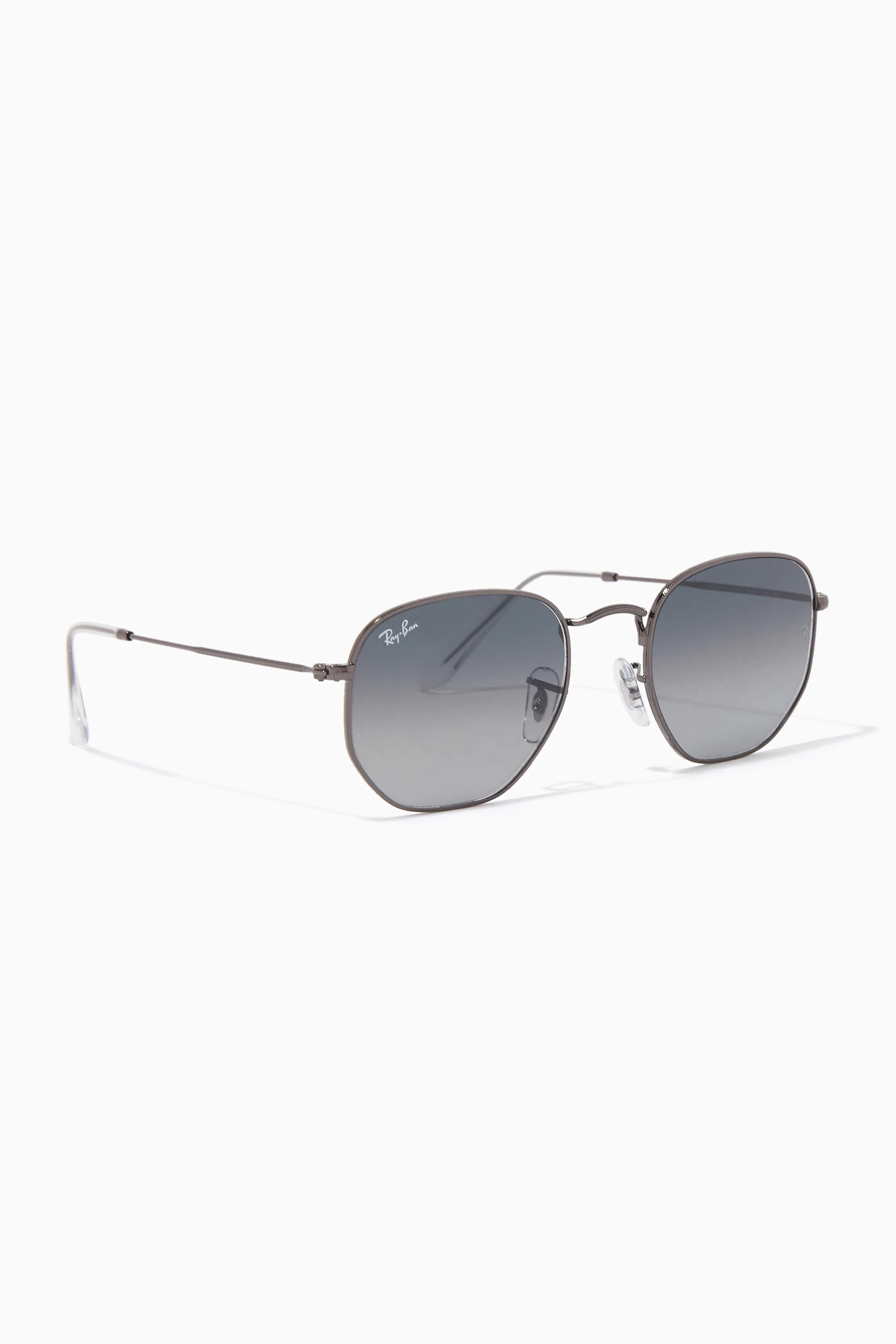 Buy Ray Ban Silver Hexagonal Flat Sunglasses in Metal For UNISEX Online Ounass UAE