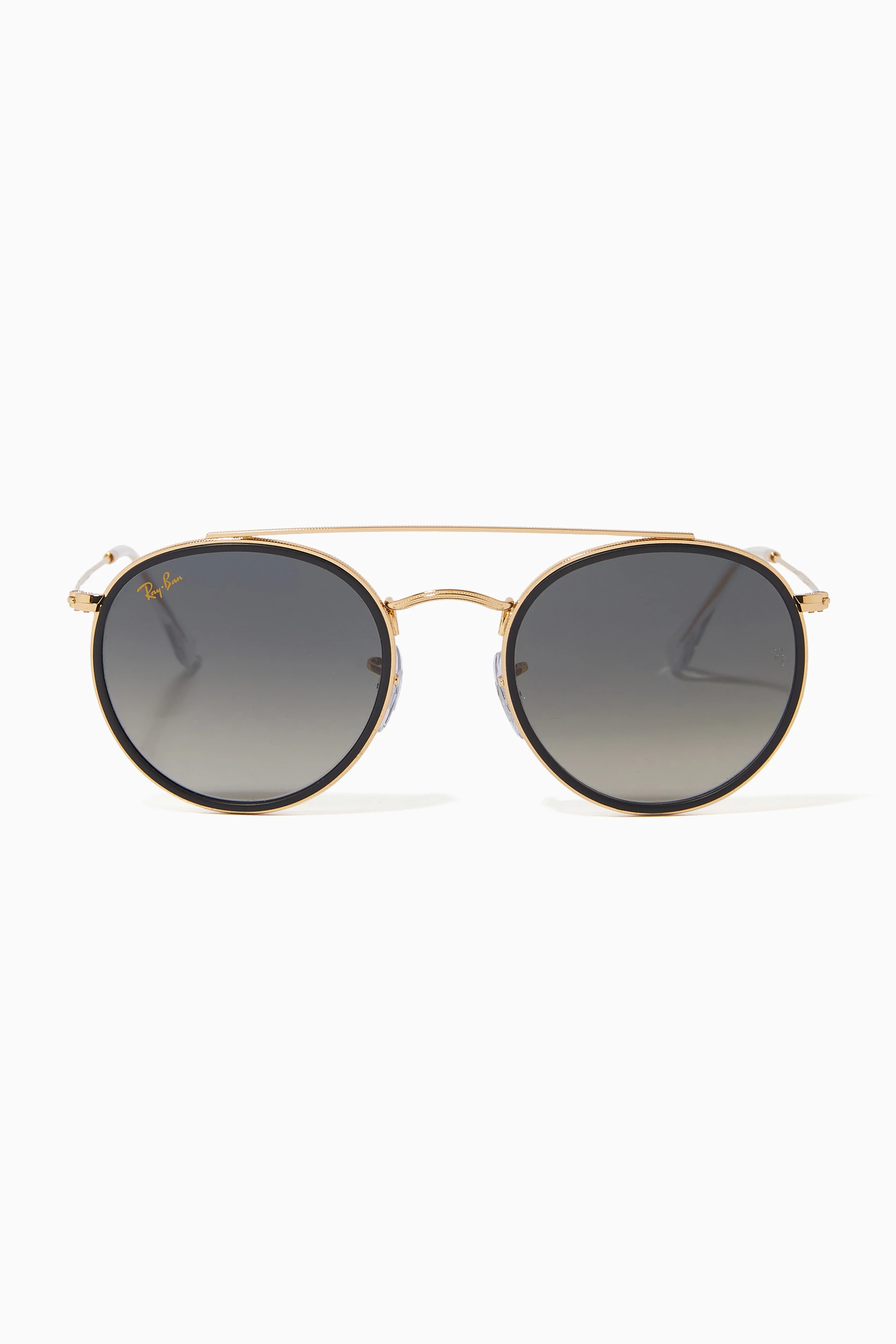 Buy Ray Ban Gold Round Double Bridge Sunglasses in Metal For UNISEX Online Ounass UAE