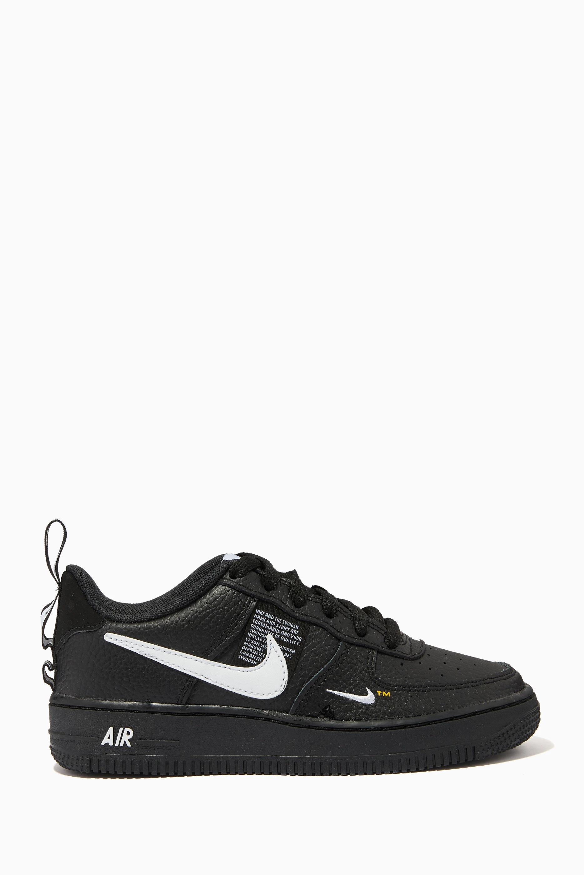 Buy Nike Black Air Force 1 Utility Sneakers in Leather For Boys Online Ounass UAE