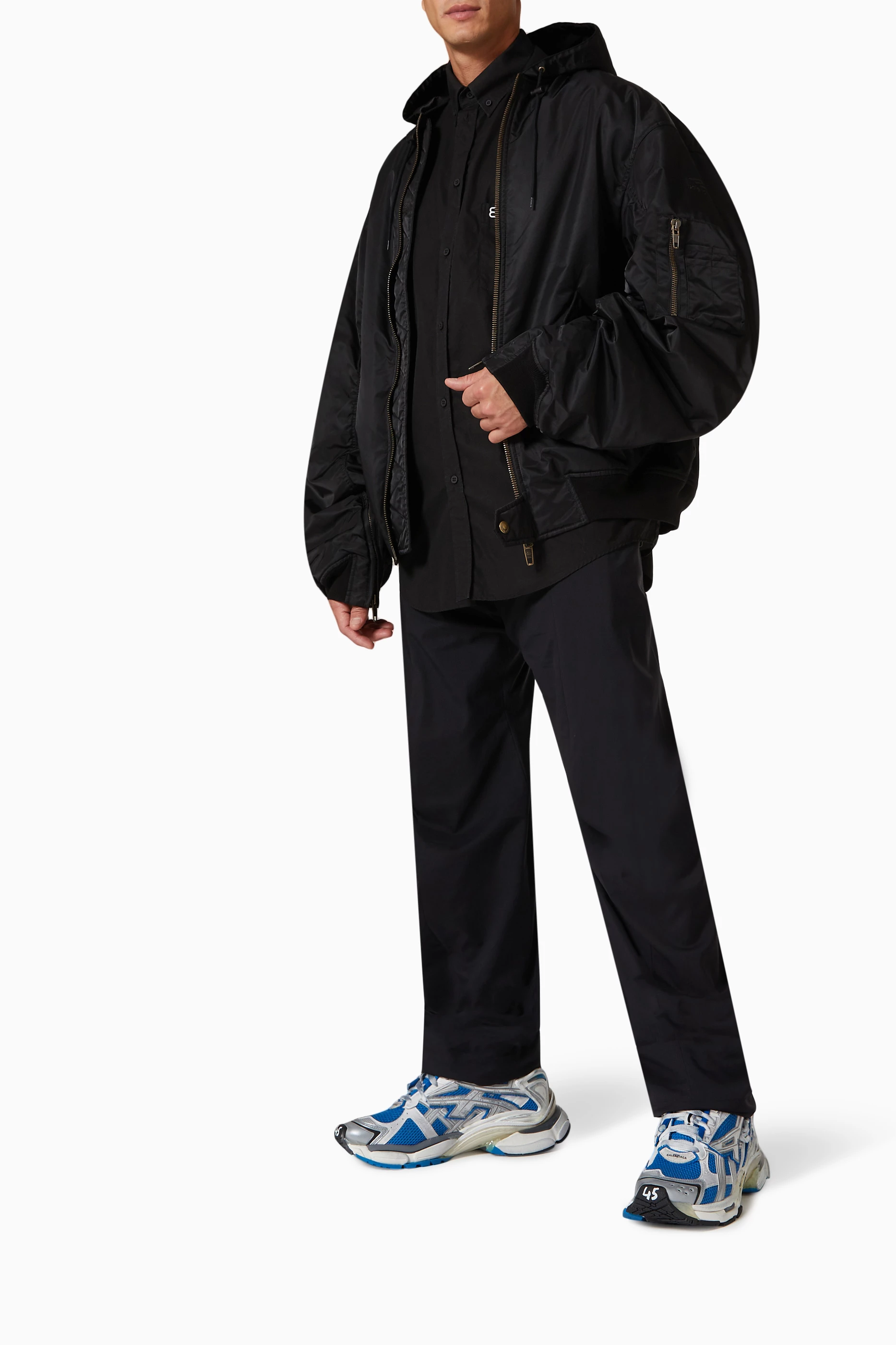 Buy Balenciaga Black 3B Sports Icon Light Bomber in Nylon