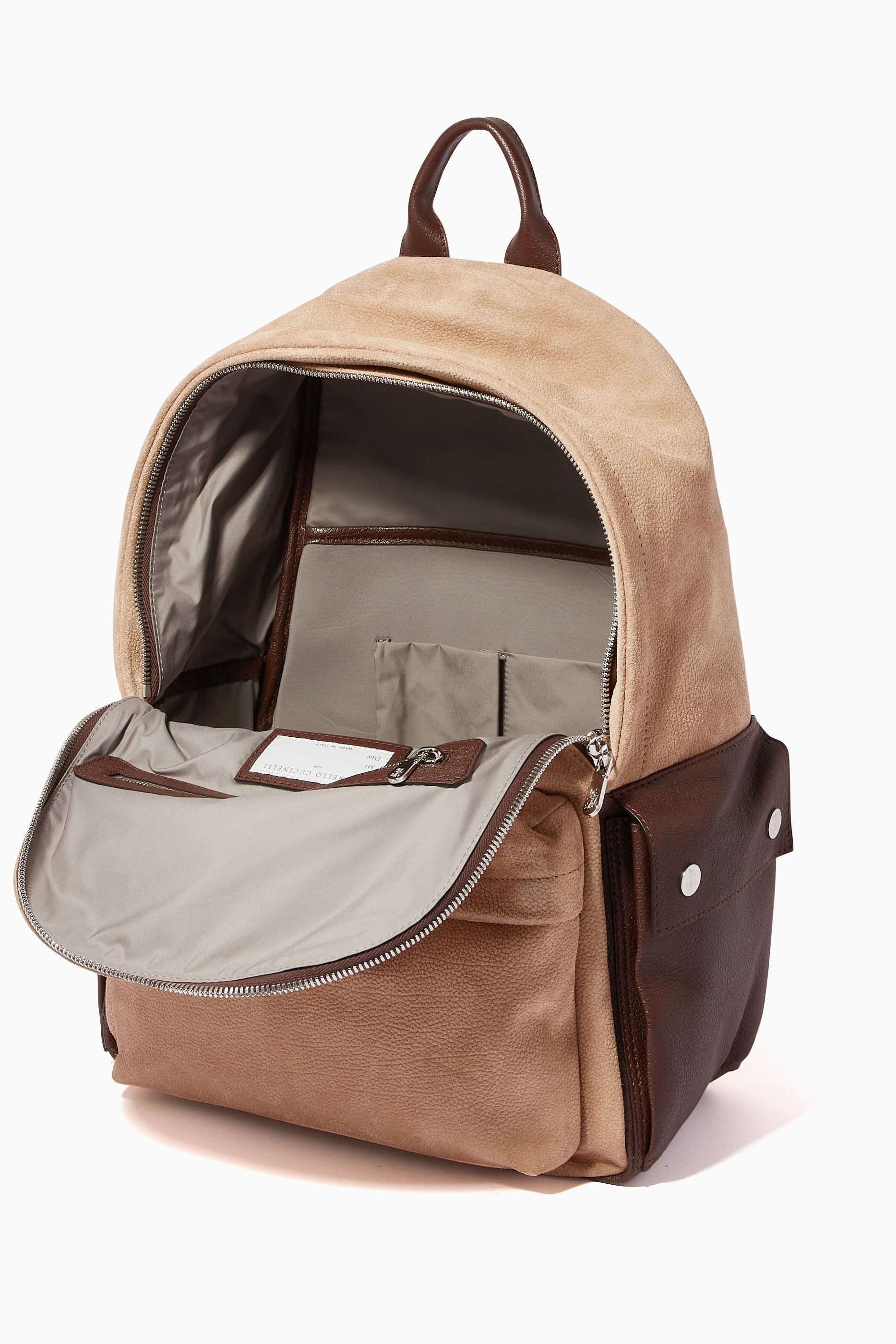 Suede and leather backpack sales