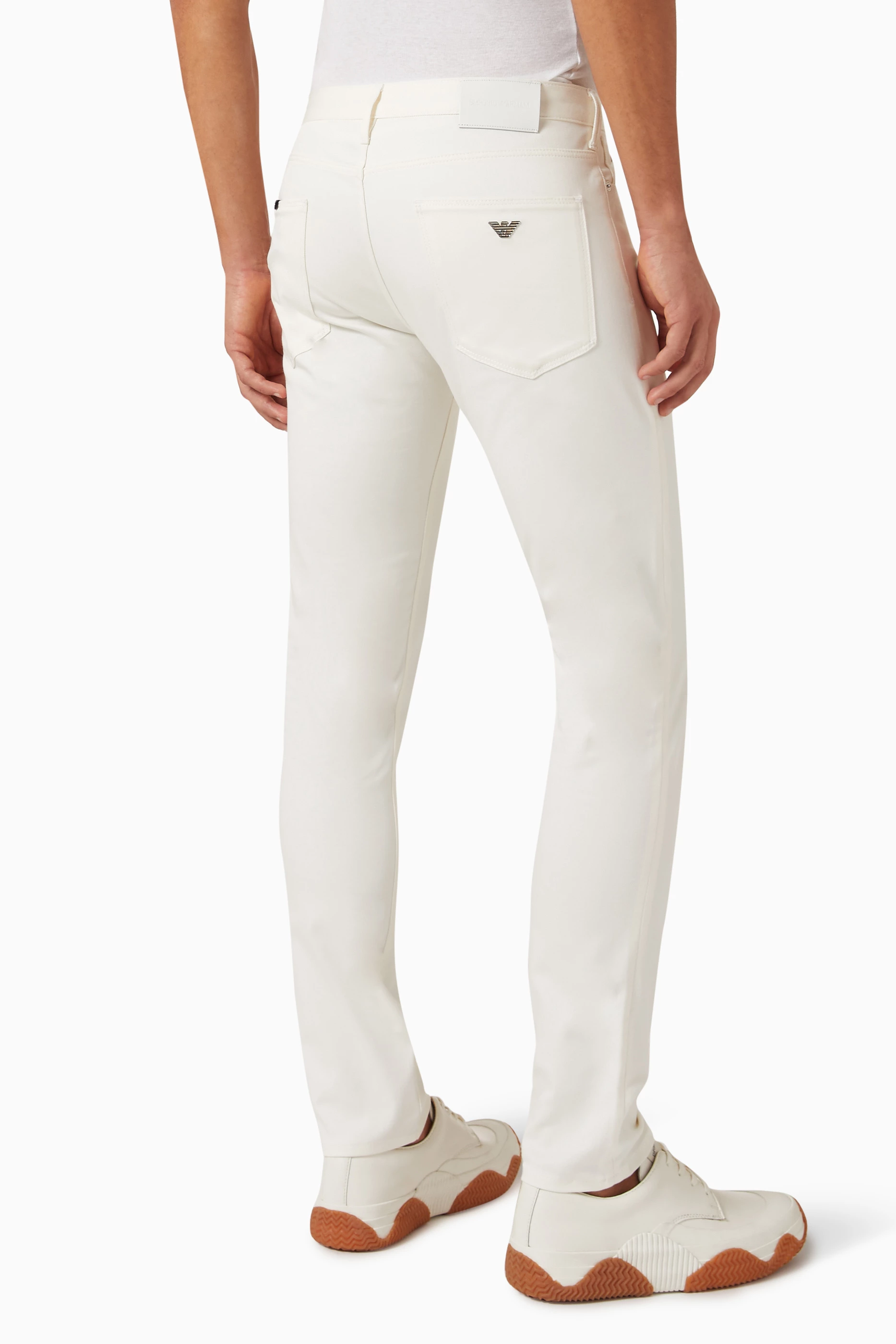 Buy Emporio Armani White Slim Fit Jeans in Denim For Men Online Ounass UAE