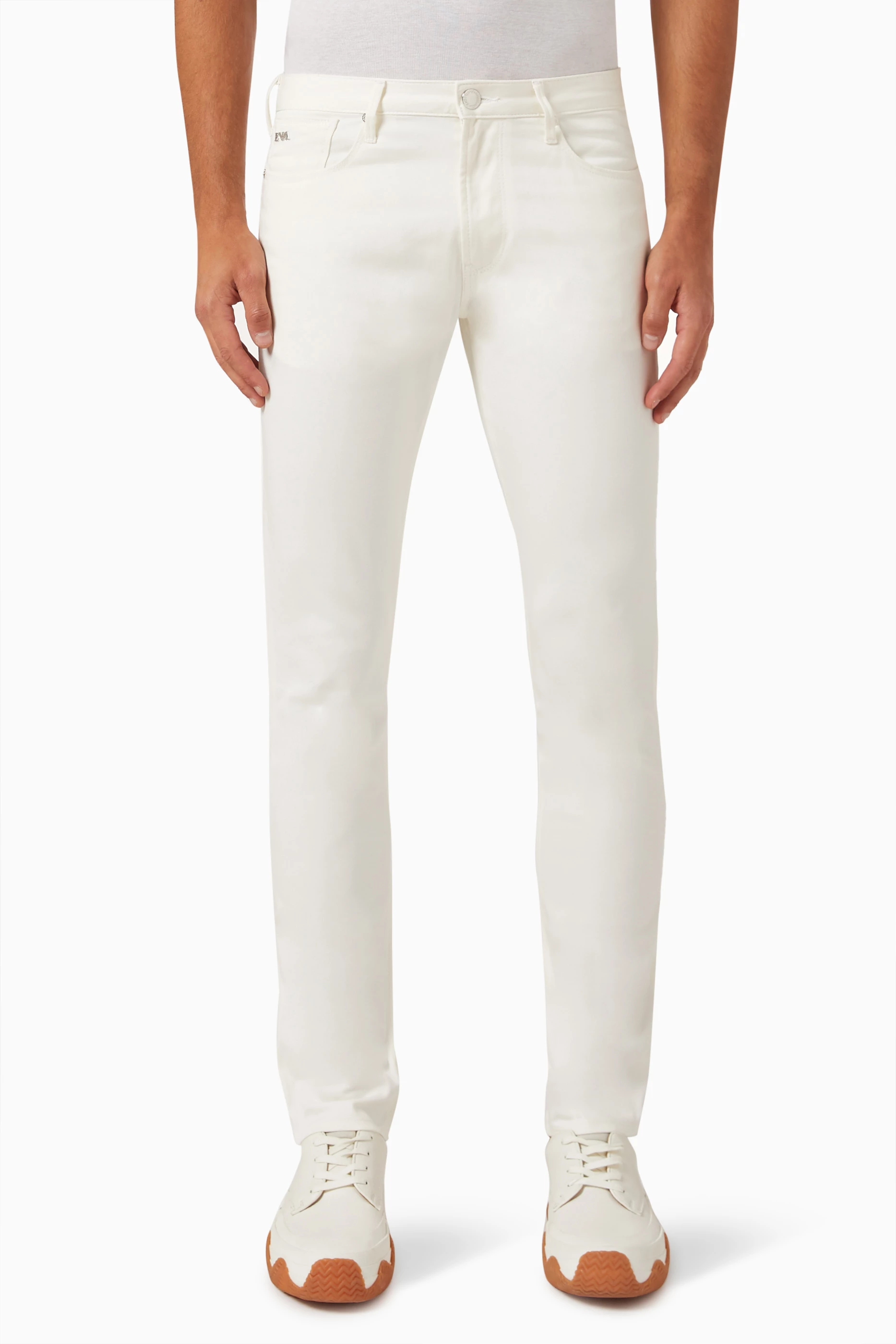 Buy Emporio Armani White Slim Fit Jeans in Denim For Men Online Ounass UAE