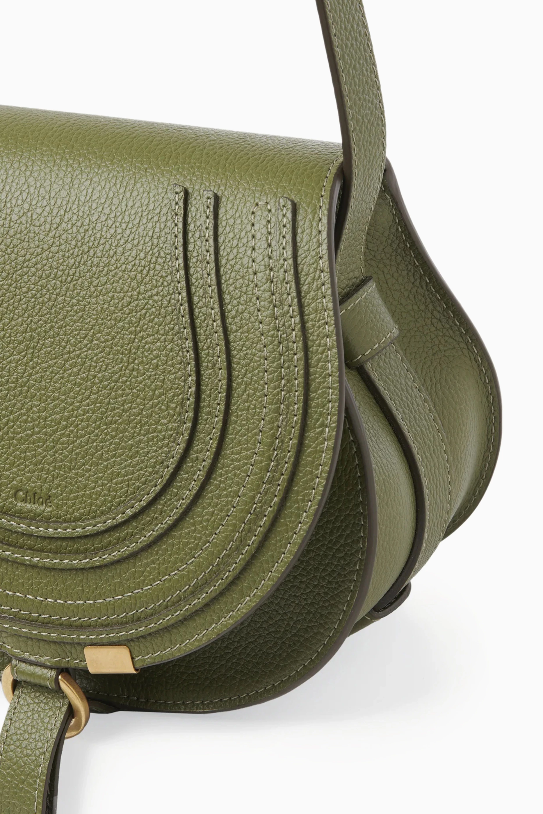 Buy Chloe Green Small Marcie Saddle Bag in Grained Calfskin For Women Online Ounass UAE