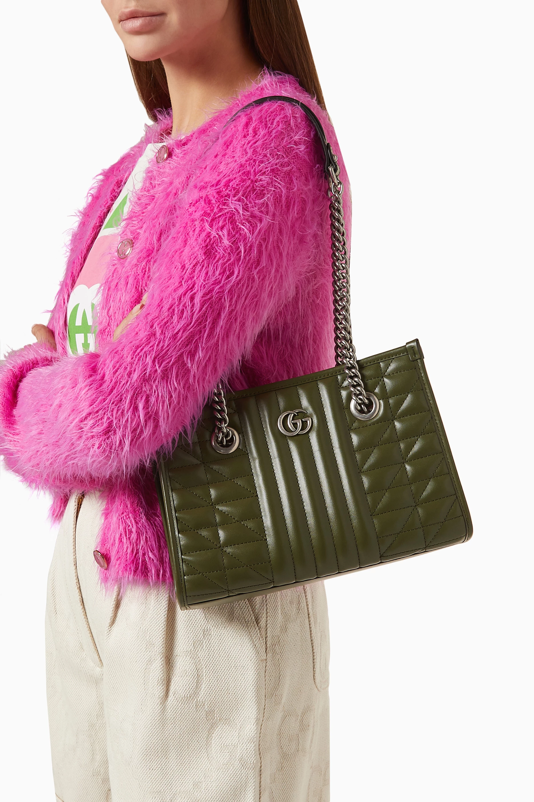 Buy Gucci Green Small GG Marmont Tote Bag in Matelasse Quilted Leather For Women Online Ounass UAE