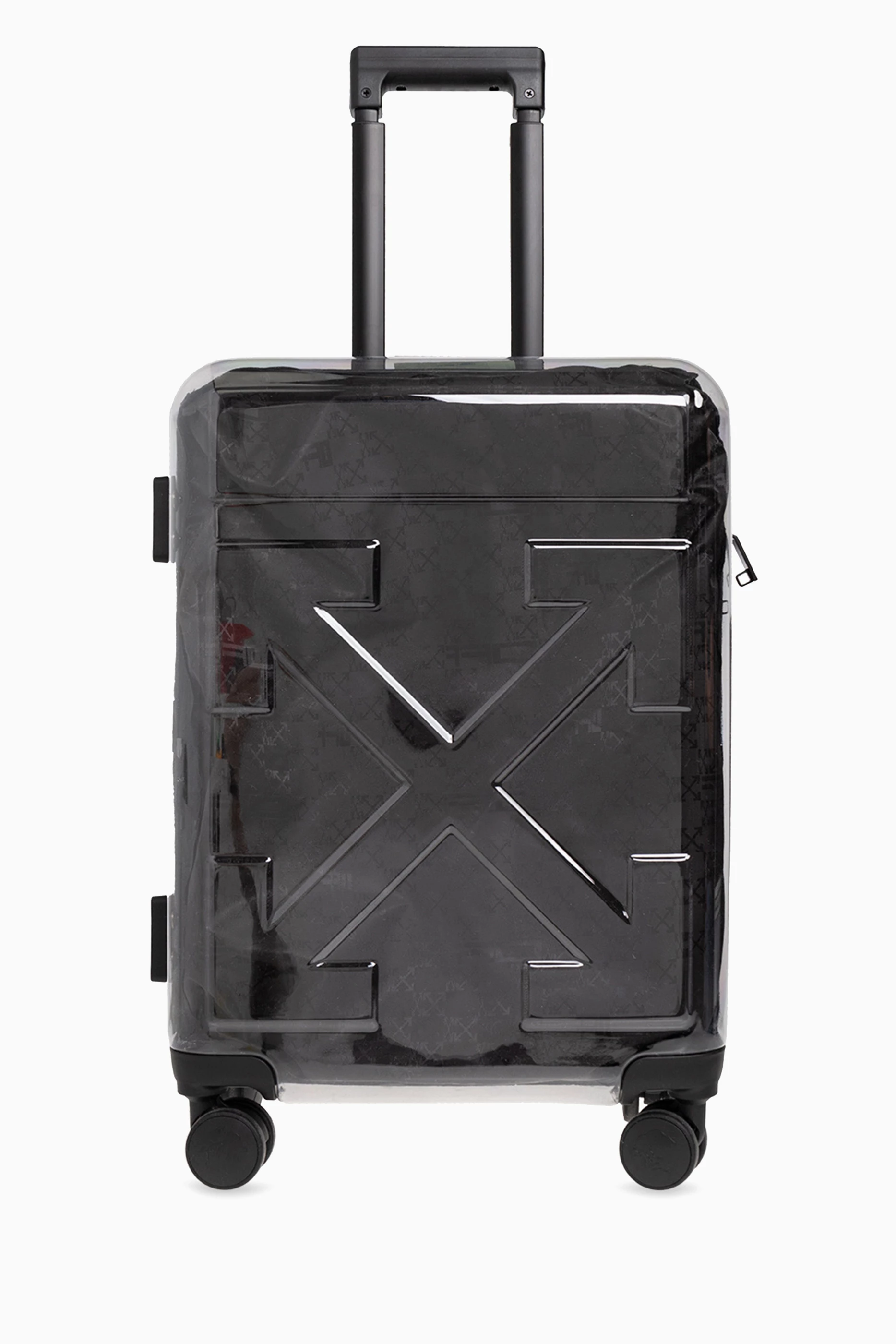 Buy Off White Black Quote motif Translucent Cabin Luggage For Men Online Ounass UAE
