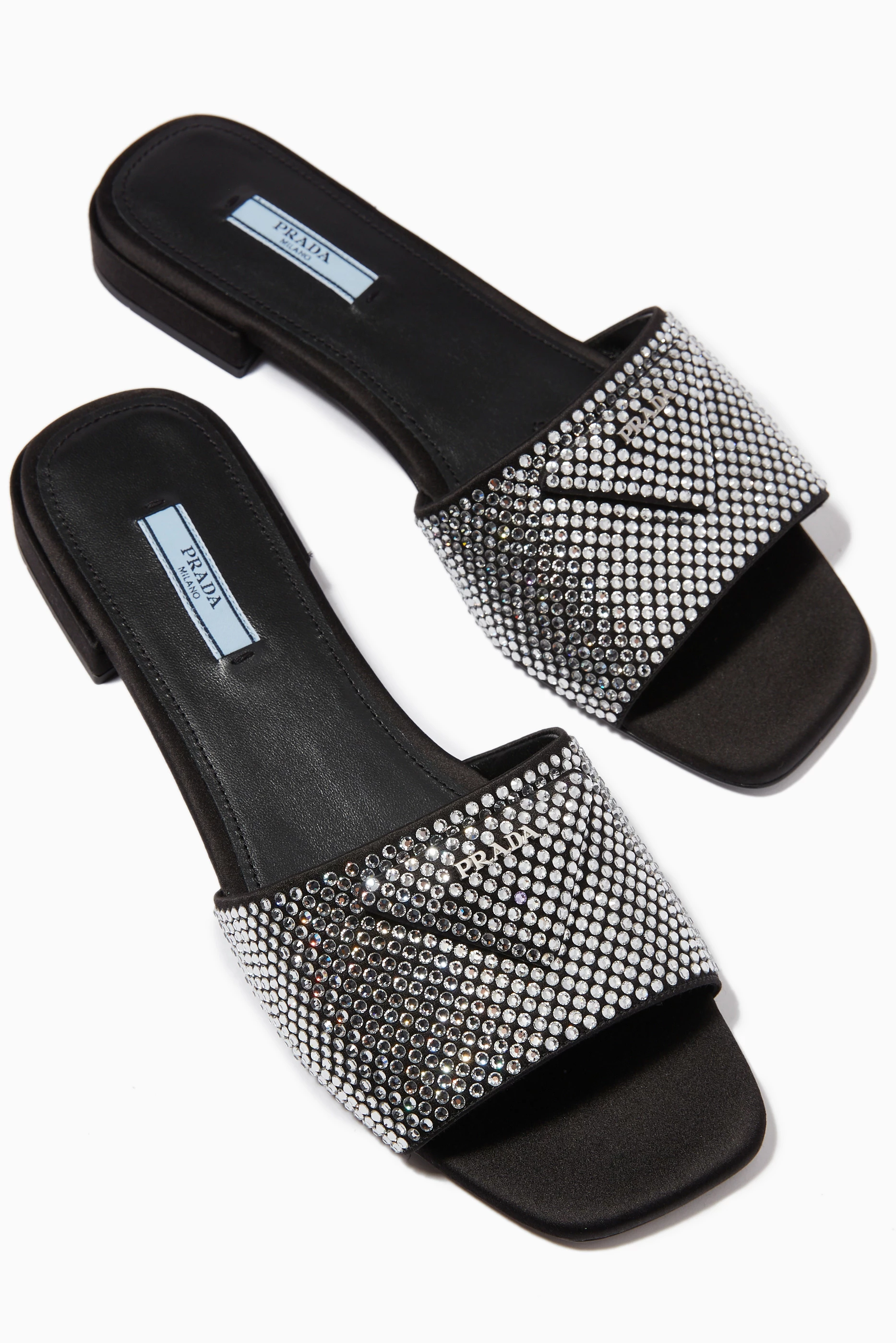 Prada silver slides clearance