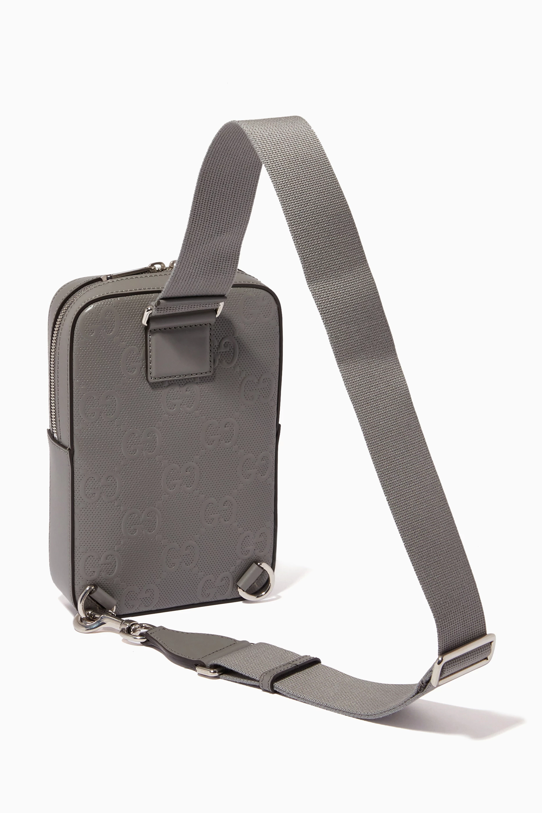 Buy Gucci Grey GG Sling Bag in Embossed Leather For Men Online Ounass UAE