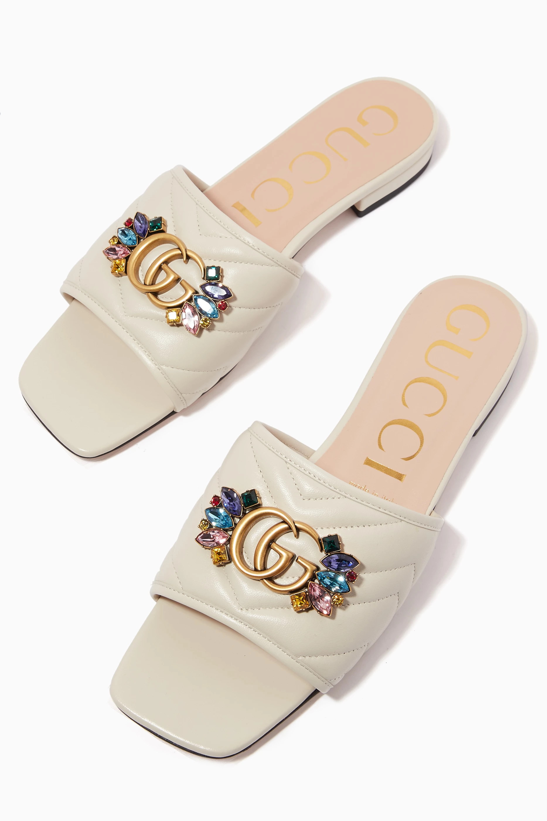 White gucci slides womens on sale