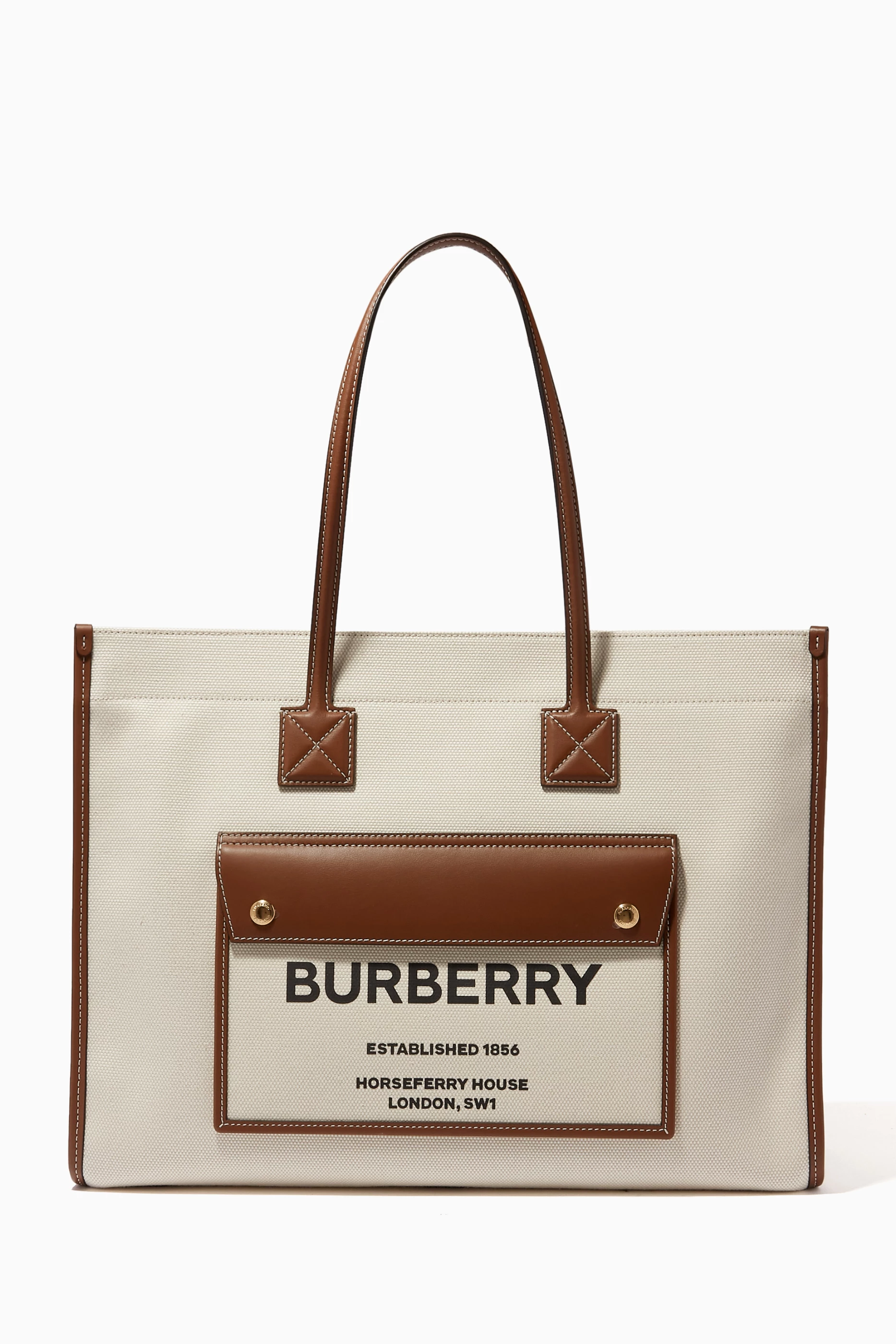 Burberry canvas tote bag deals