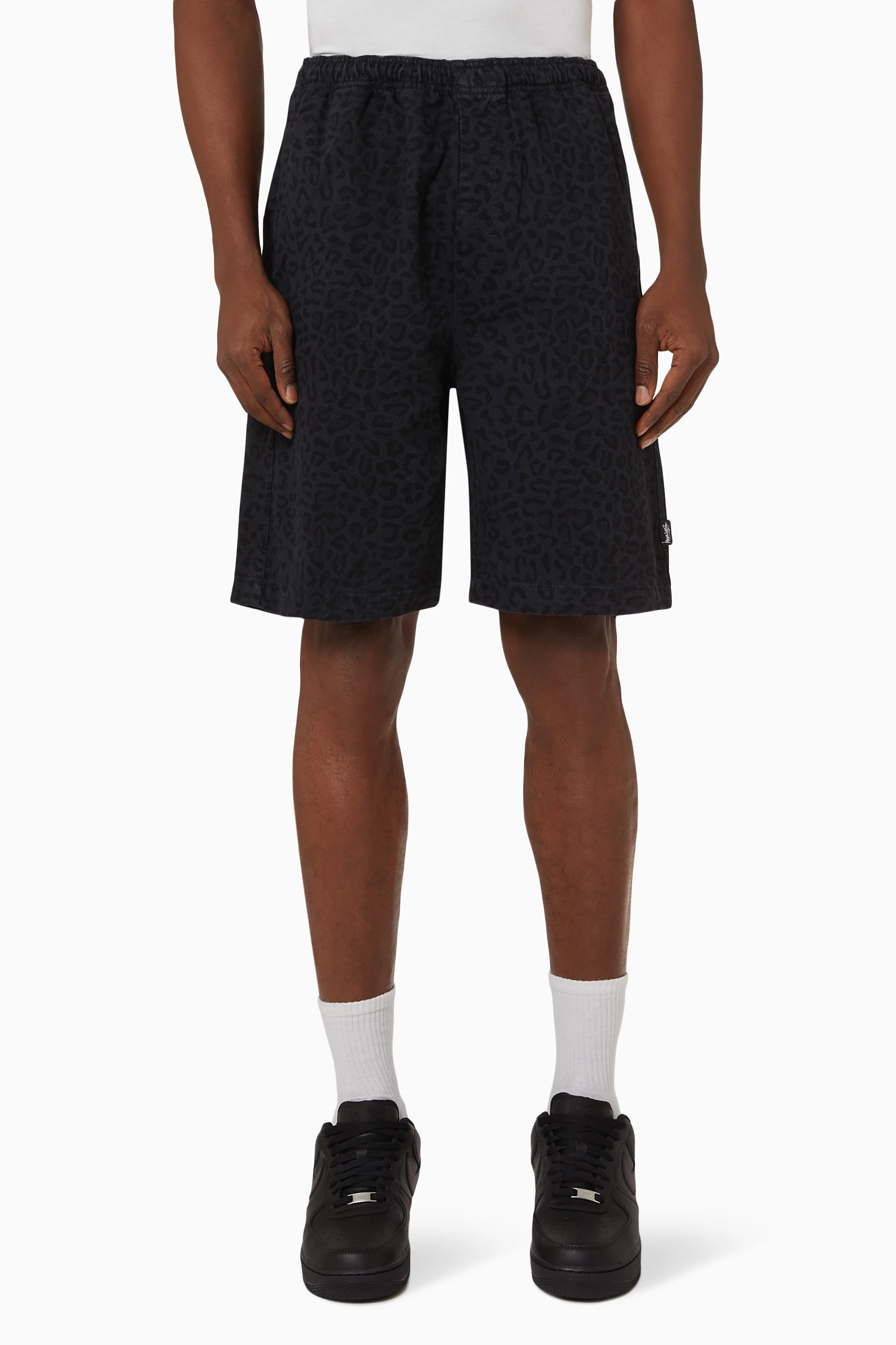 Buy Stussy Blue Leopard Beach Shorts in Brushed Cotton Twill For Men Online Ounass UAE