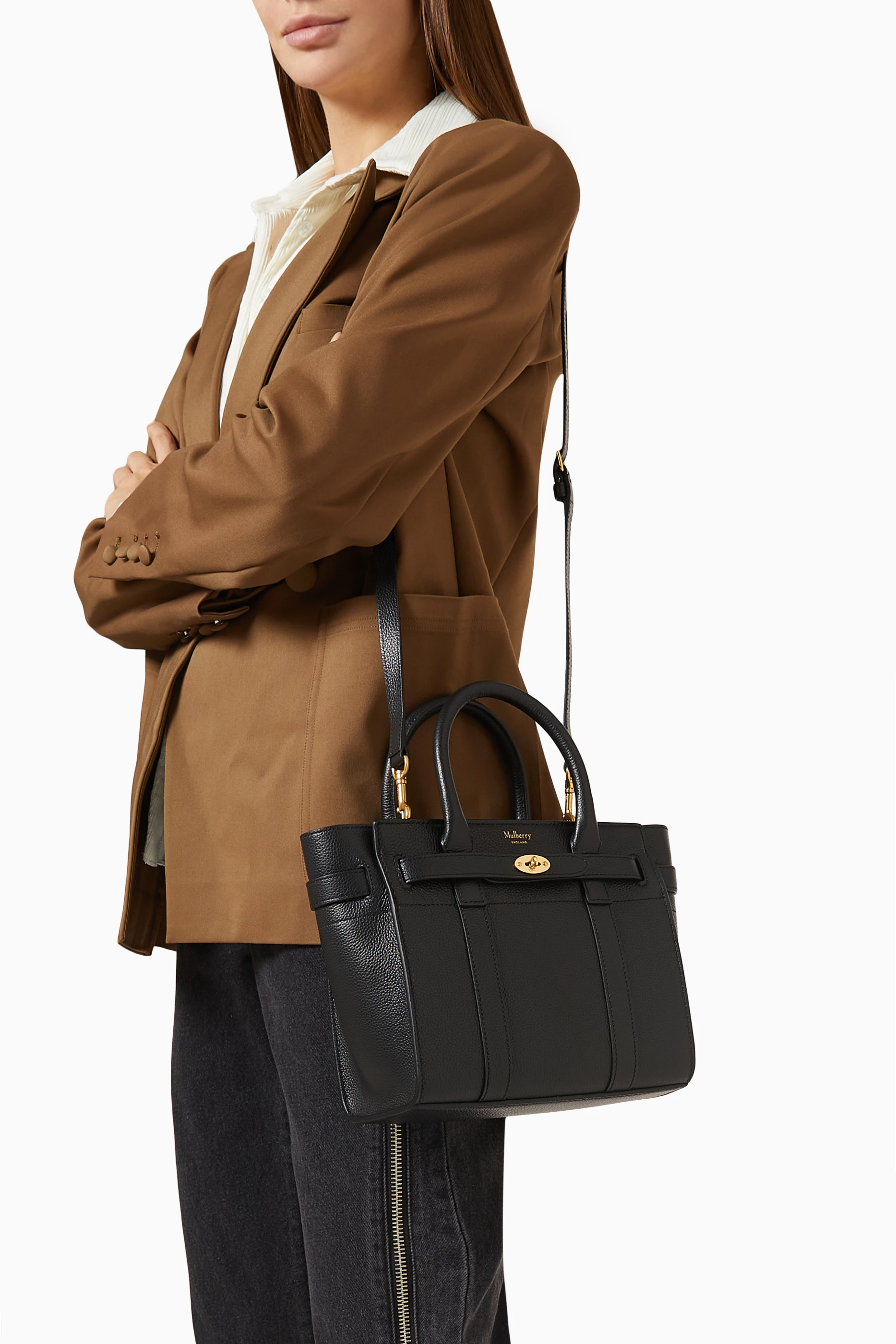 Buy Mulberry Black Mini Zip Bayswater Bag in Small Classic Grain Leather For Women Online Ounass UAE