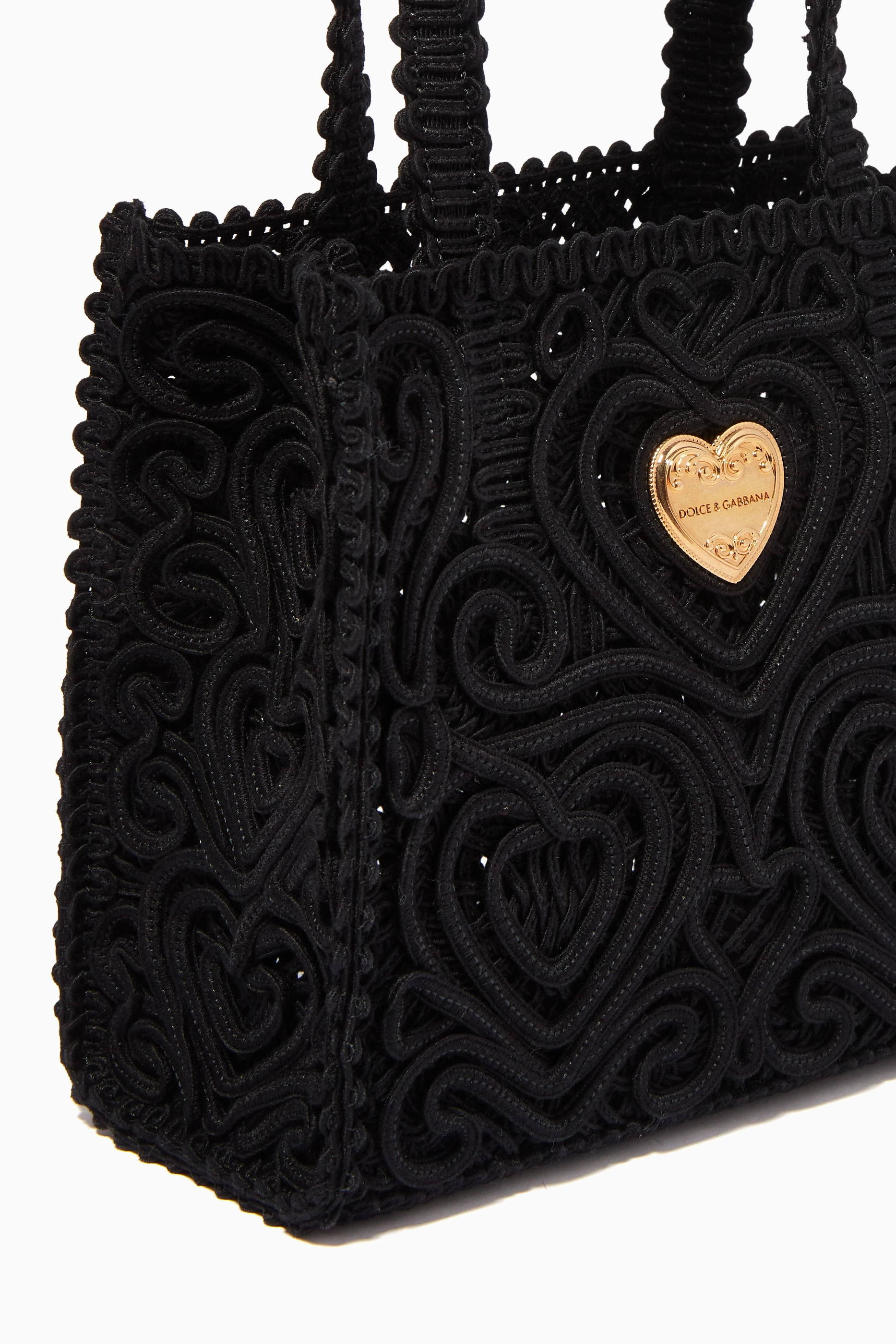 Buy Dolce & Gabbana Black Beatrice Mini Tote Bag in Cordonetto 