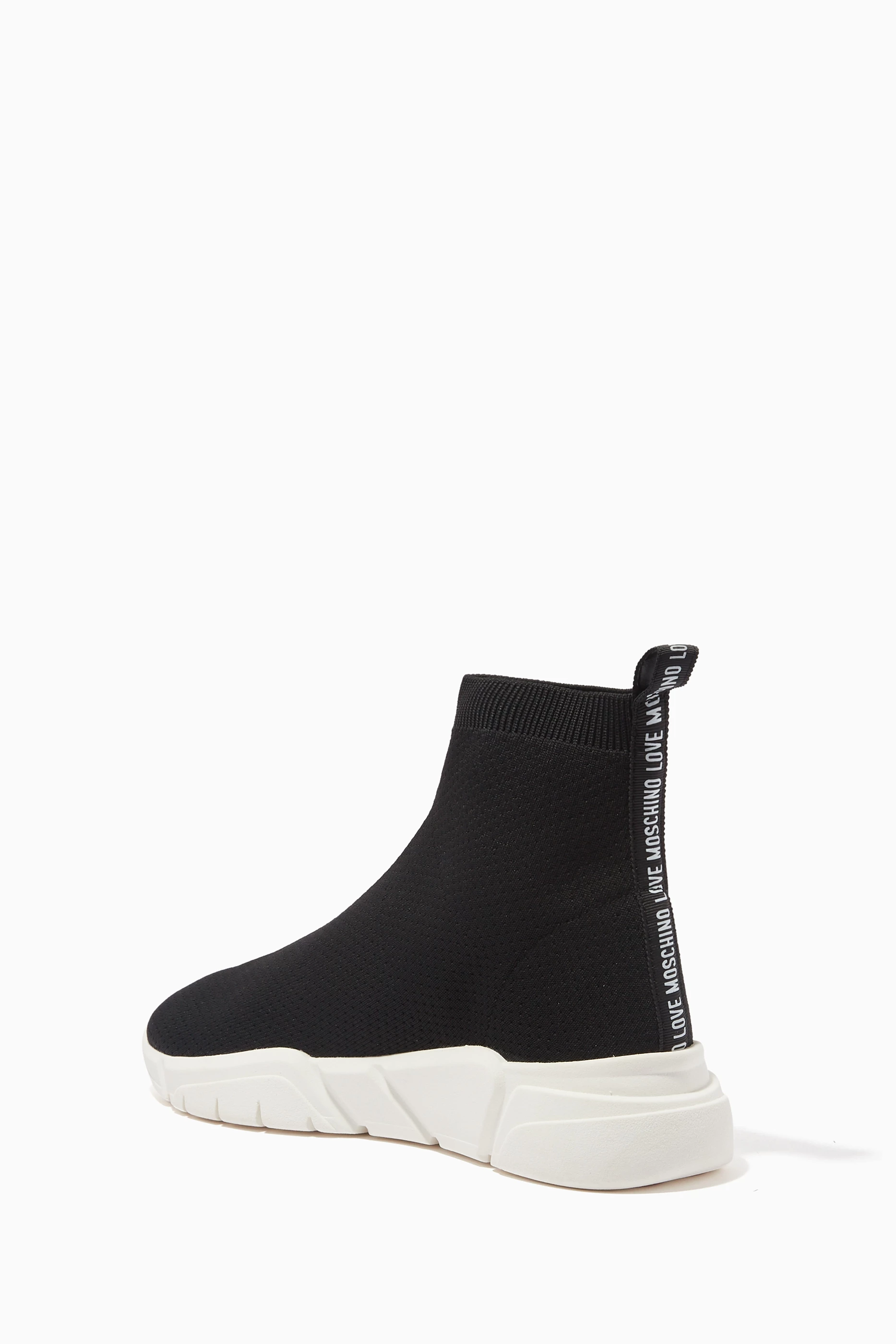 Buy Love Moschino Black Logo High top Sock Sneakers in Technical Knit For Women Online Ounass UAE