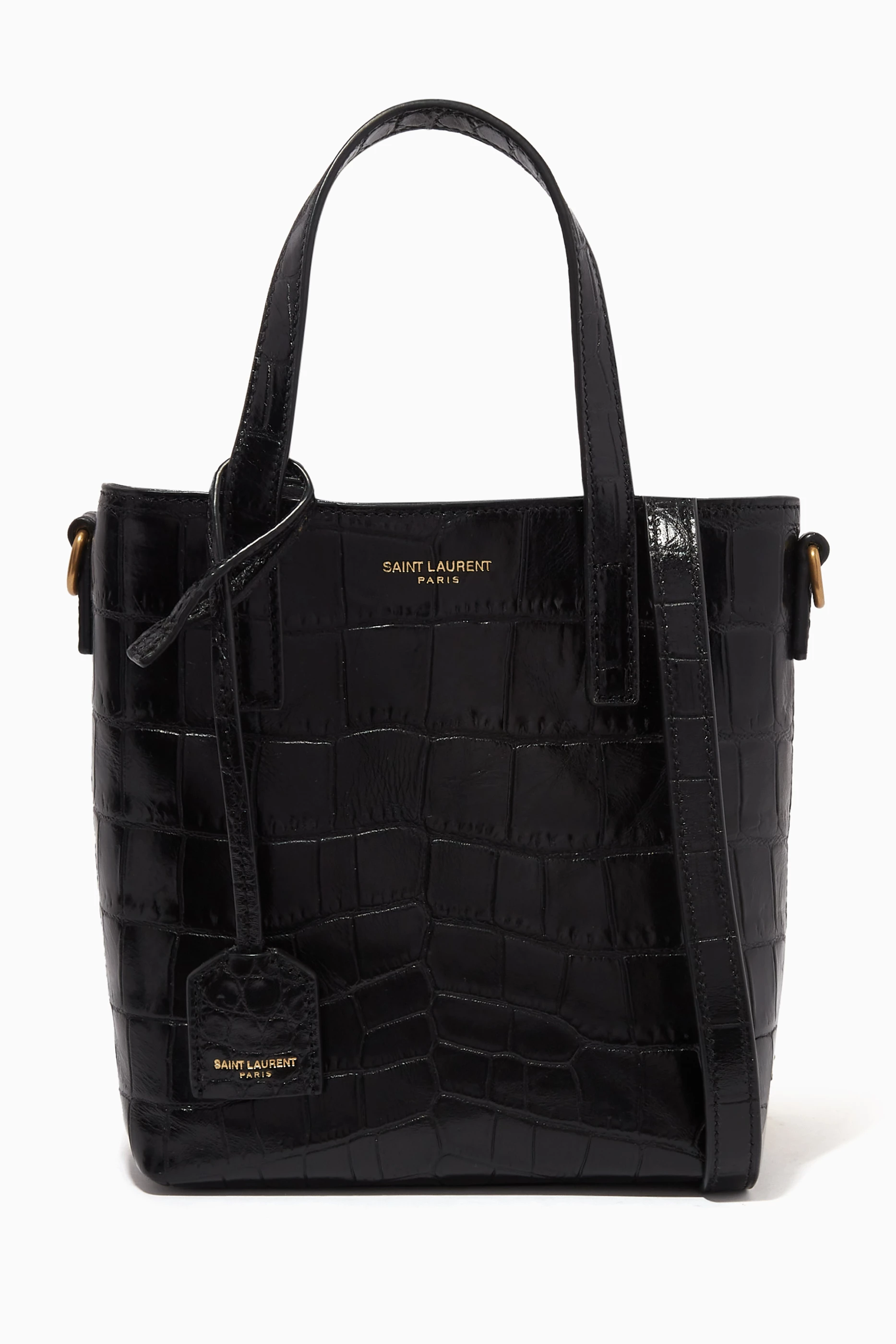 Buy SAINT LAURENT Black Paris Mini Toy Shopping Bag in Croc embossed Leather For Women Online Ounass UAE
