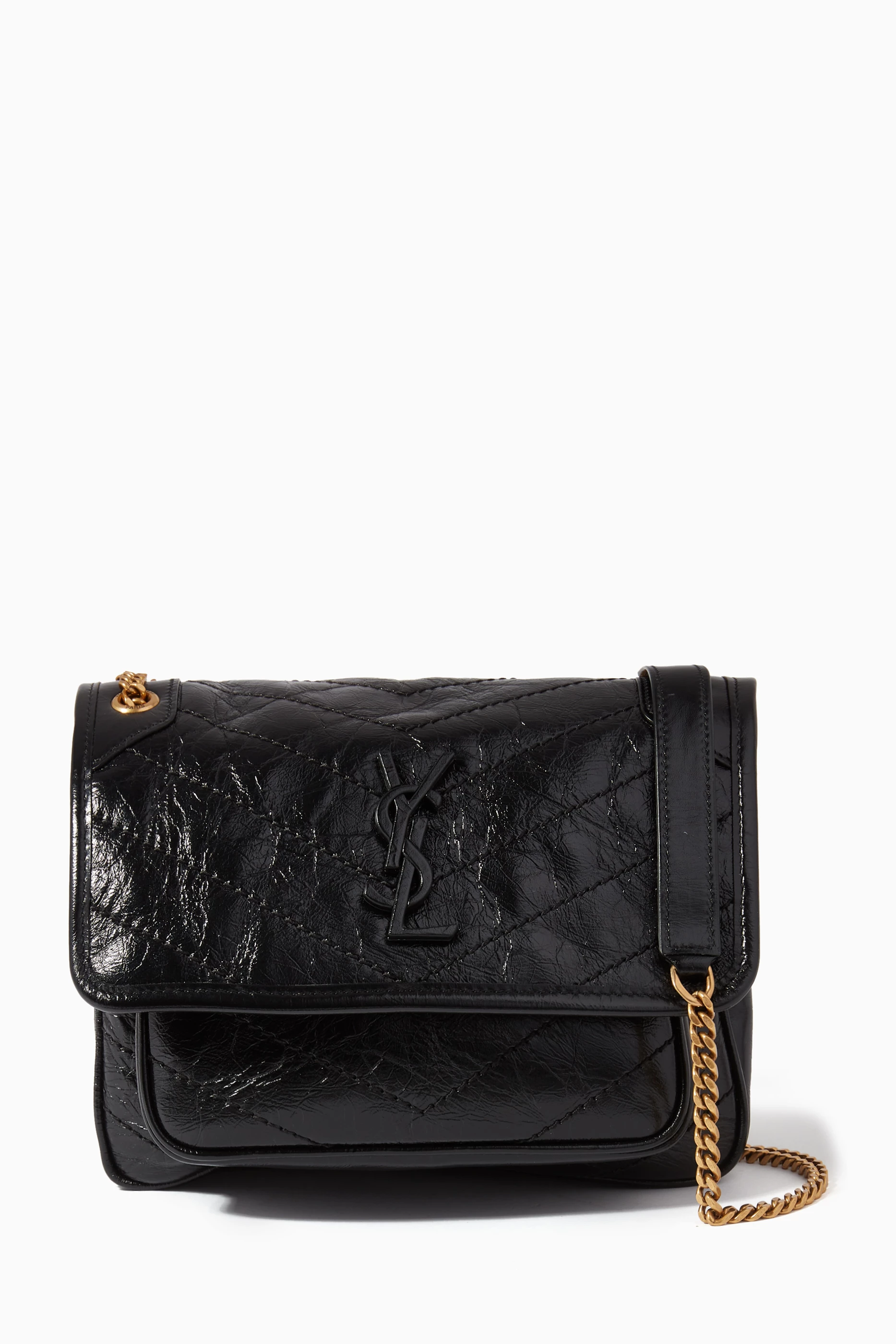 Buy SAINT LAURENT Black Baby Niki Bag in Crinkled Vintage Leather For Women Online Ounass UAE