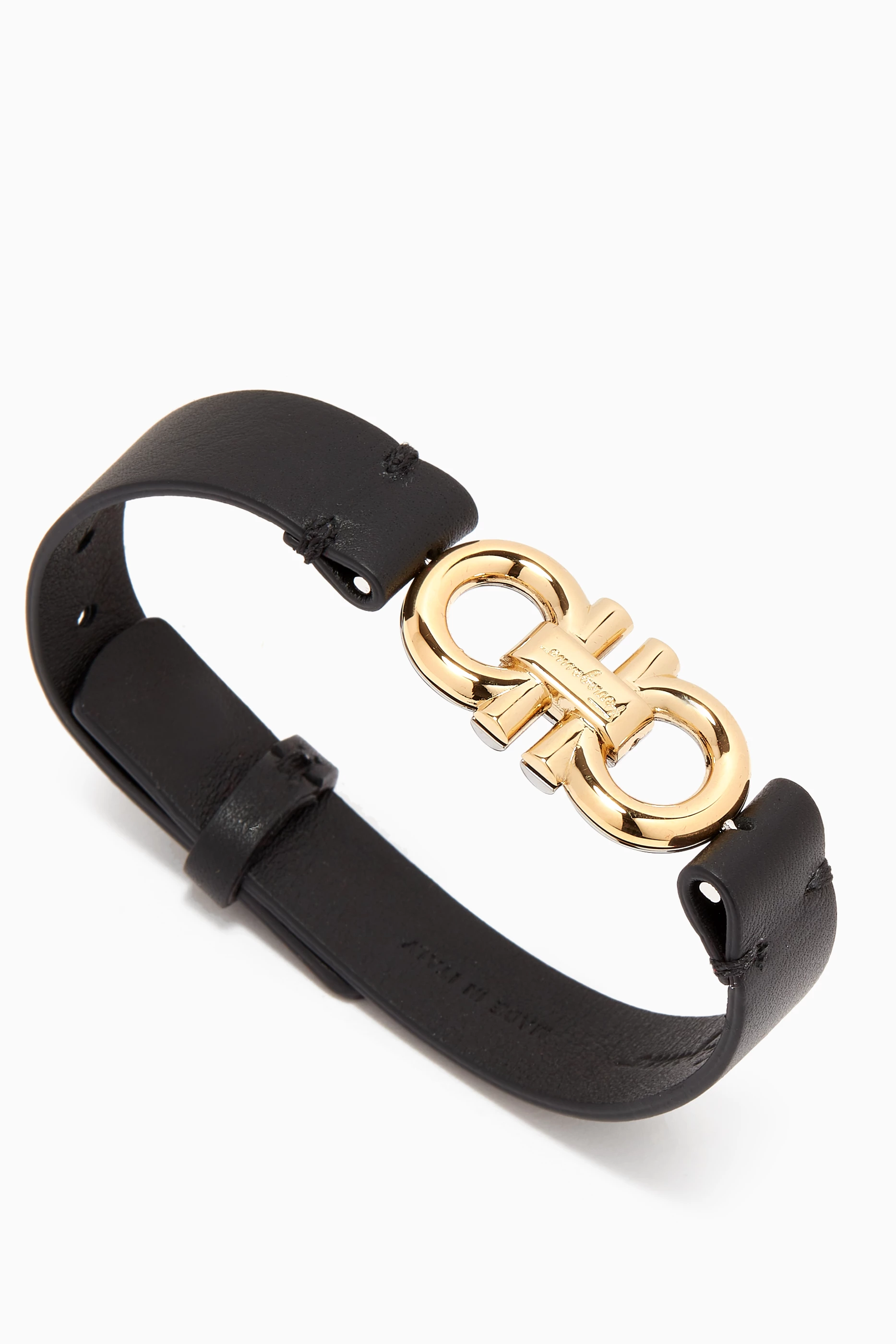 Buy Ferragamo Black Gancini Double-sided Logo Bracelet in