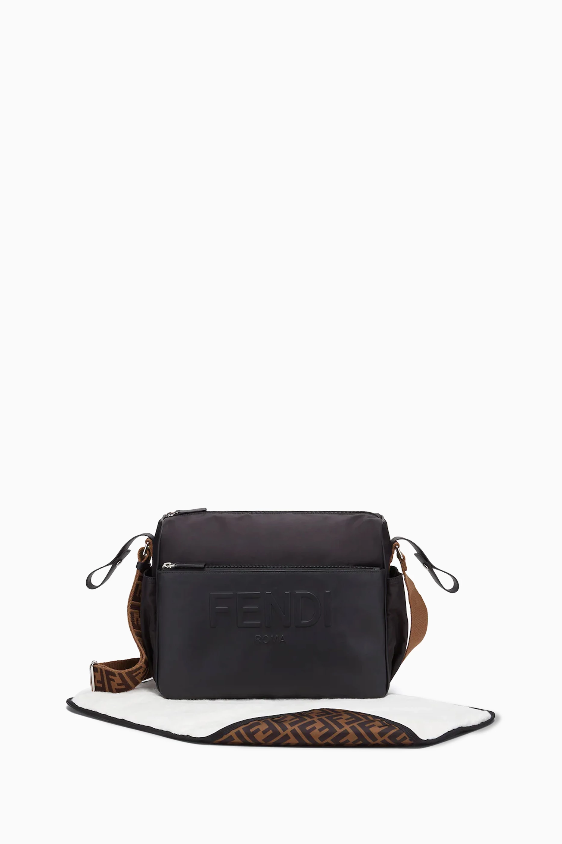 Buy Fendi Black Fendi Logo Diaper Bag in Leather Nylon For Baby Boys Online Ounass UAE