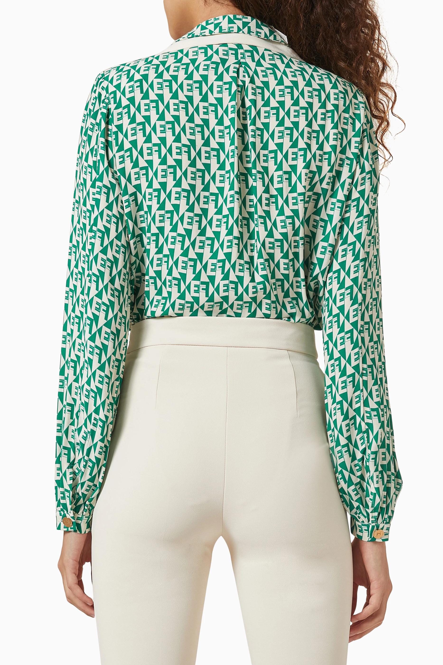 Buy Elisabetta Franchi Green Crossover Bodysuit-style Shirt