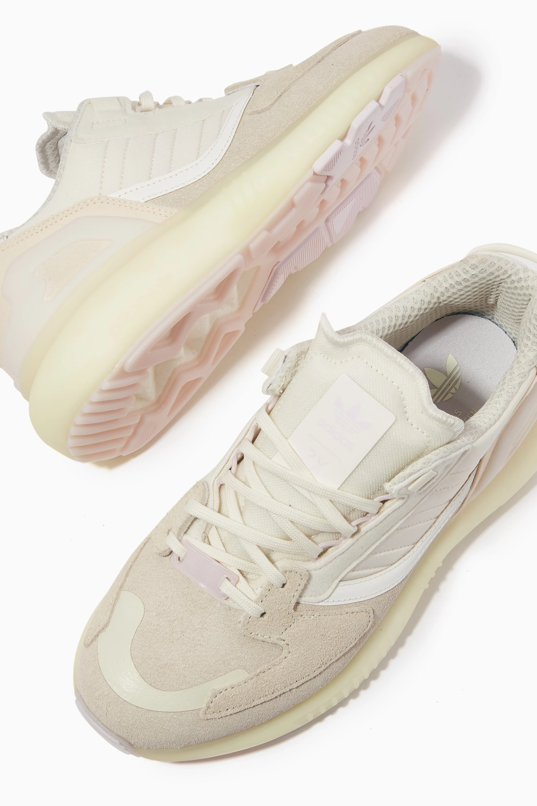 Buy adidas White ZX 5K Boost Sneakers in Nylon & Suede For