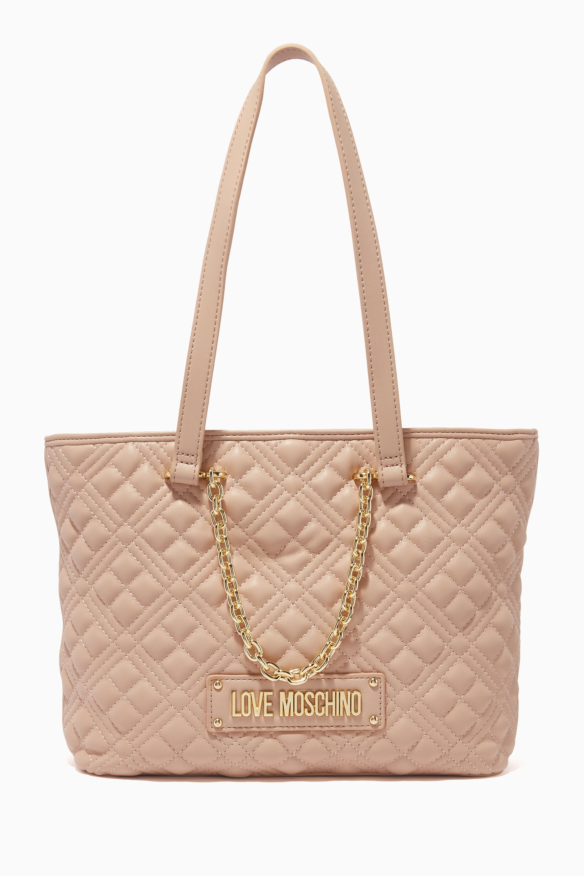 Buy Love Moschino Neutral Logo Tote Bag in Quilted Leather For Women Online Ounass UAE