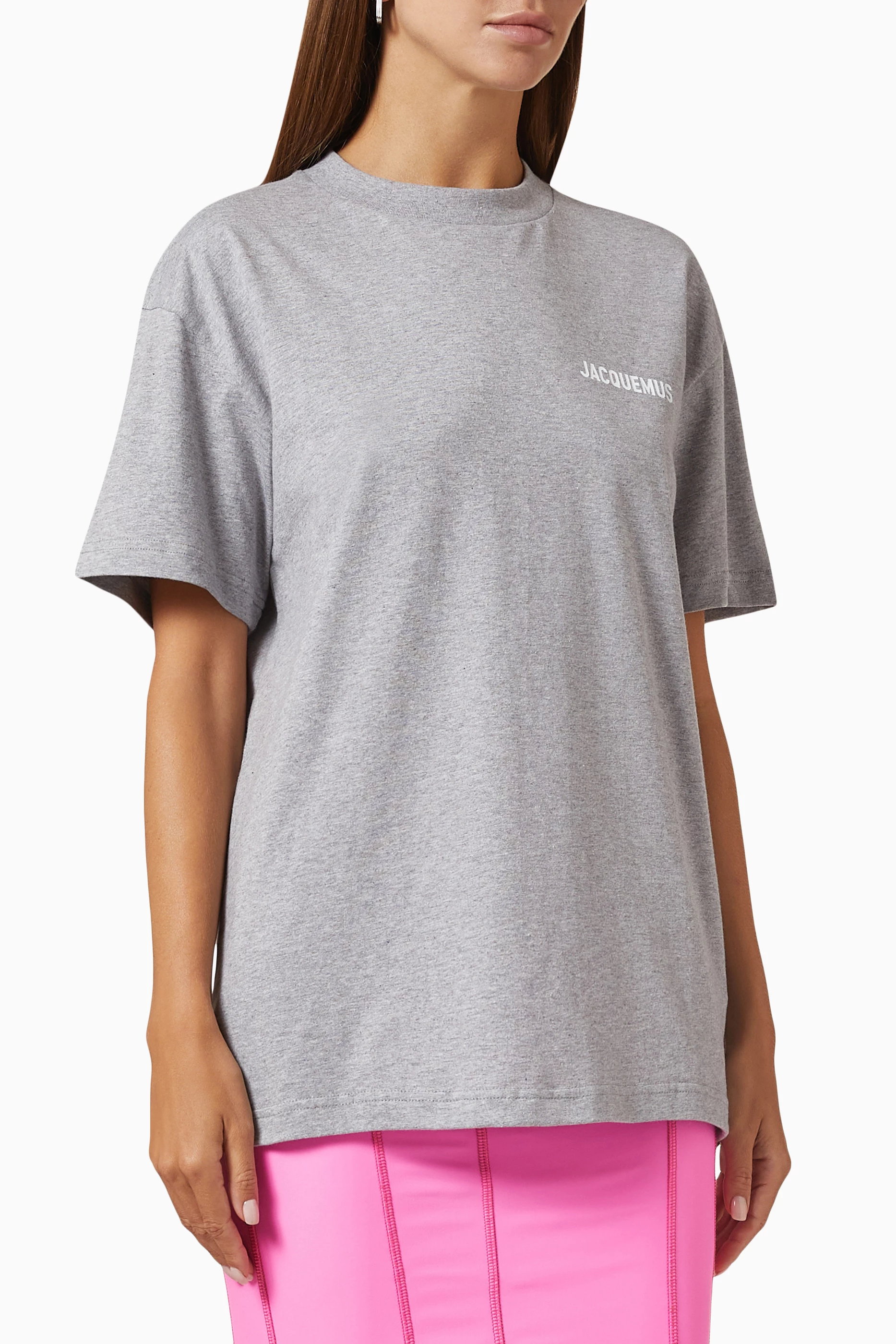 Buy Jacquemus Grey Logo T-shirt in Cotton-jersey For Women