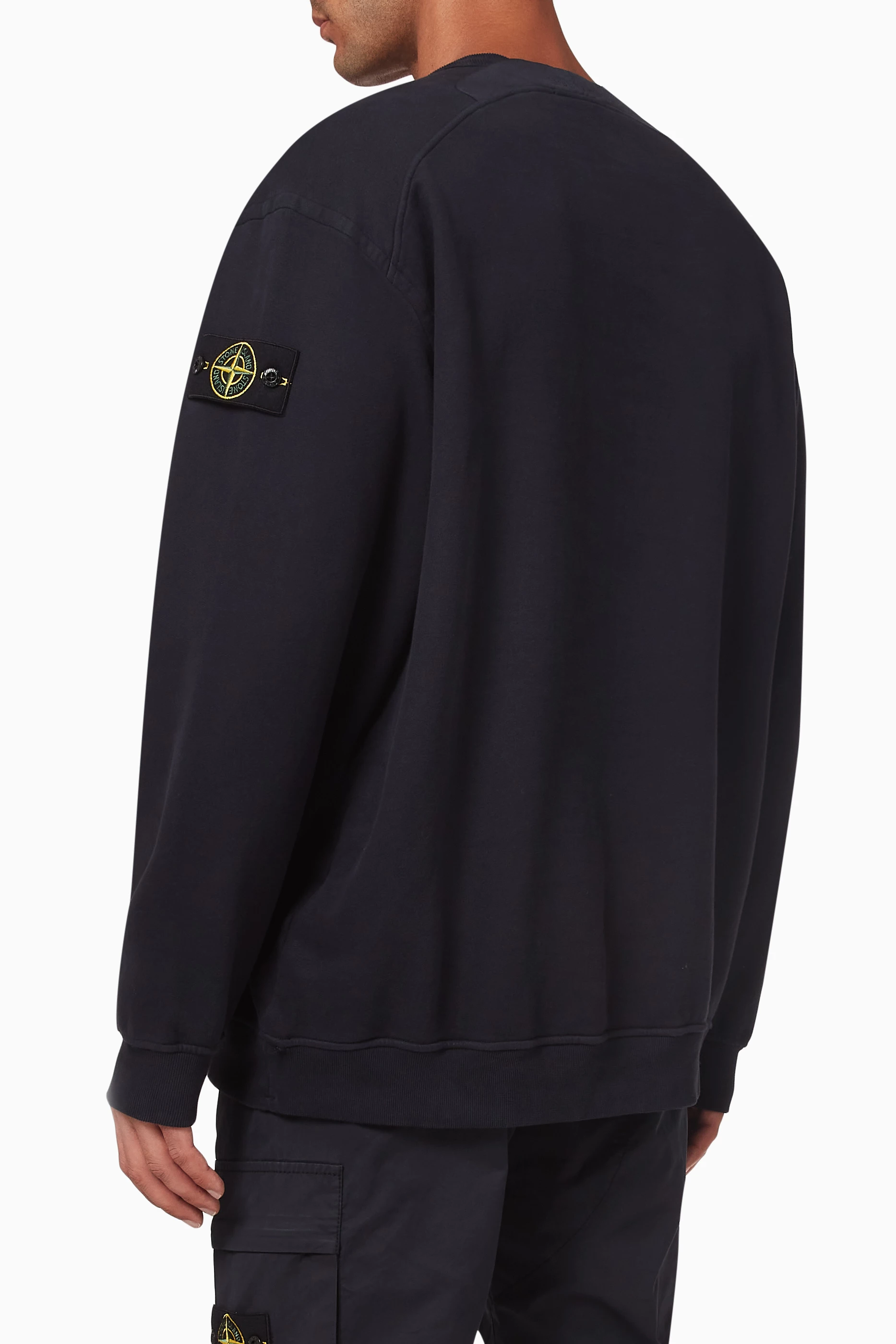 Buy Stone Island Blue Crewneck Sweatshirt in Cotton fleece For Men Online Ounass UAE