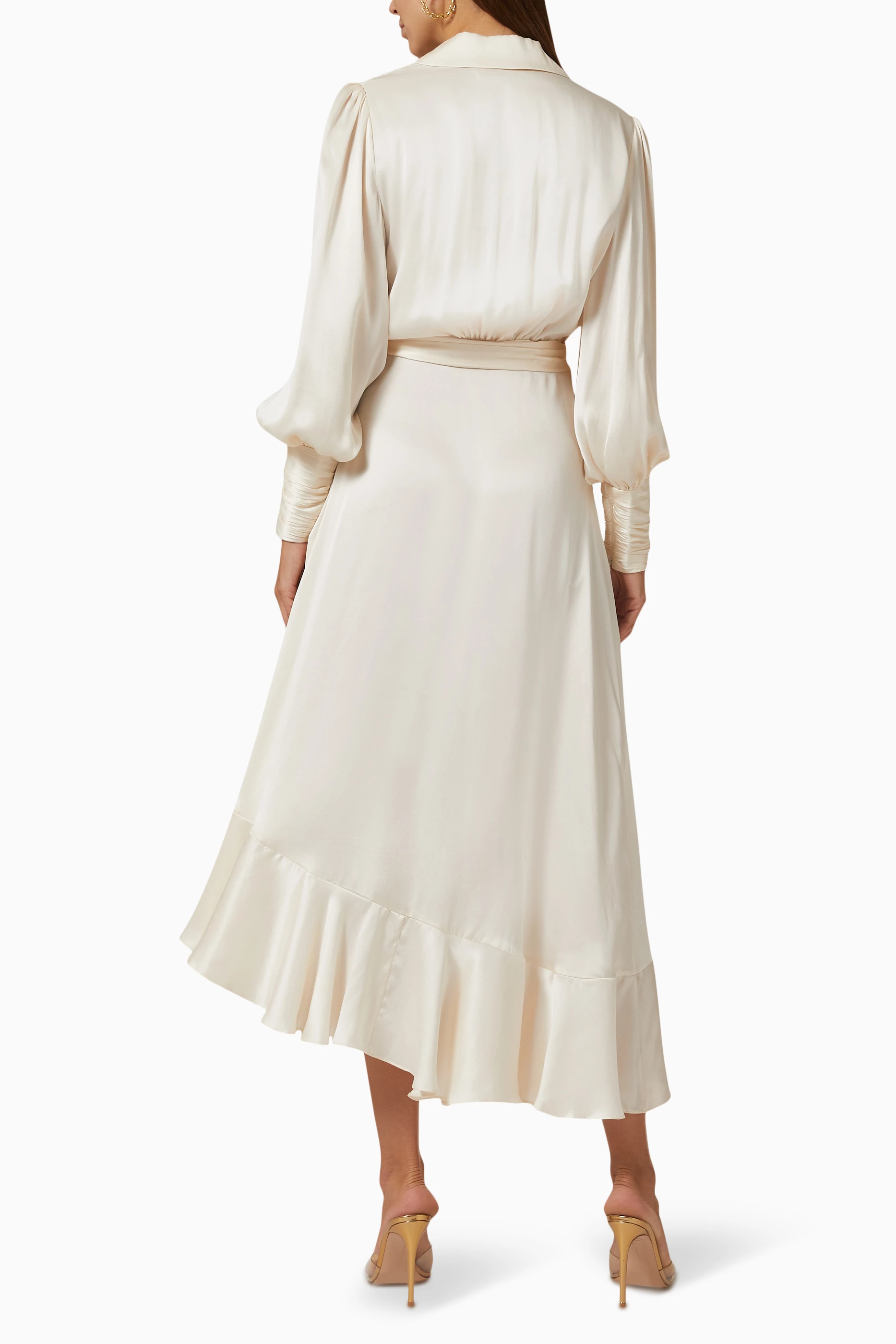 zimmermann silk wrap dress white Buy Zimmermann White Wrap Midi Dress in Silk For Women Online