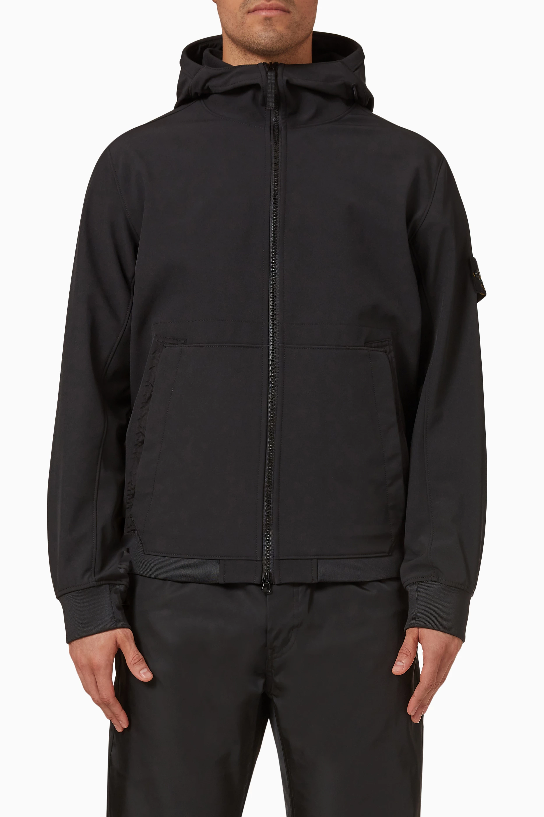 Stone island hooded jacket black top